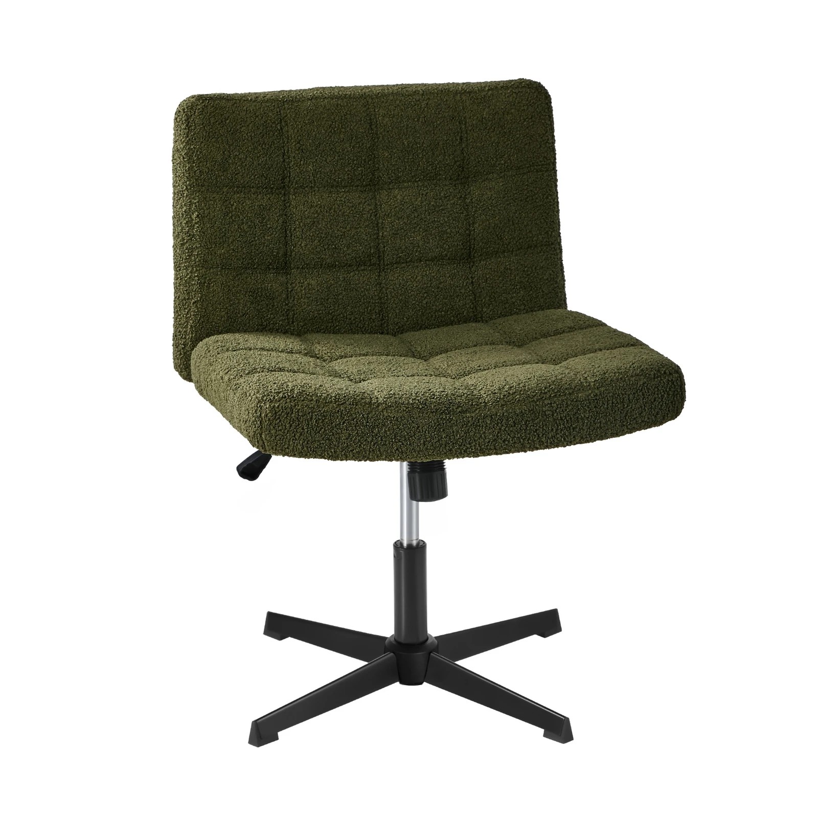 6 Oikiture Mid Back Armless Office Desk Chair Wide Seat Boucle No Wheels - Green, 6 of 7