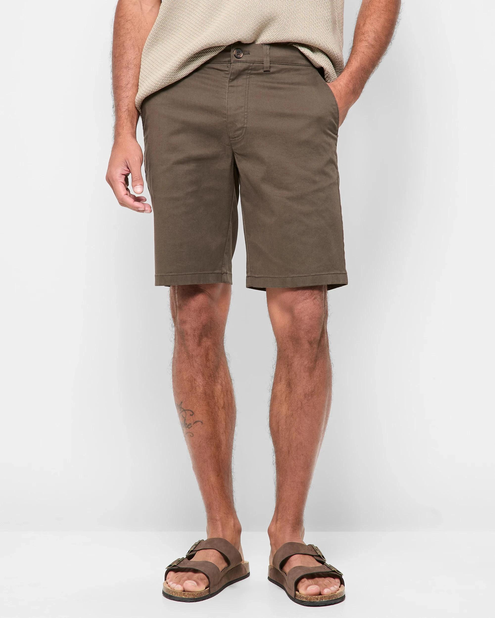 1 Target Australian Cotton Regular Stretch Chino Shorts DARK OLIVE, 1 of 5