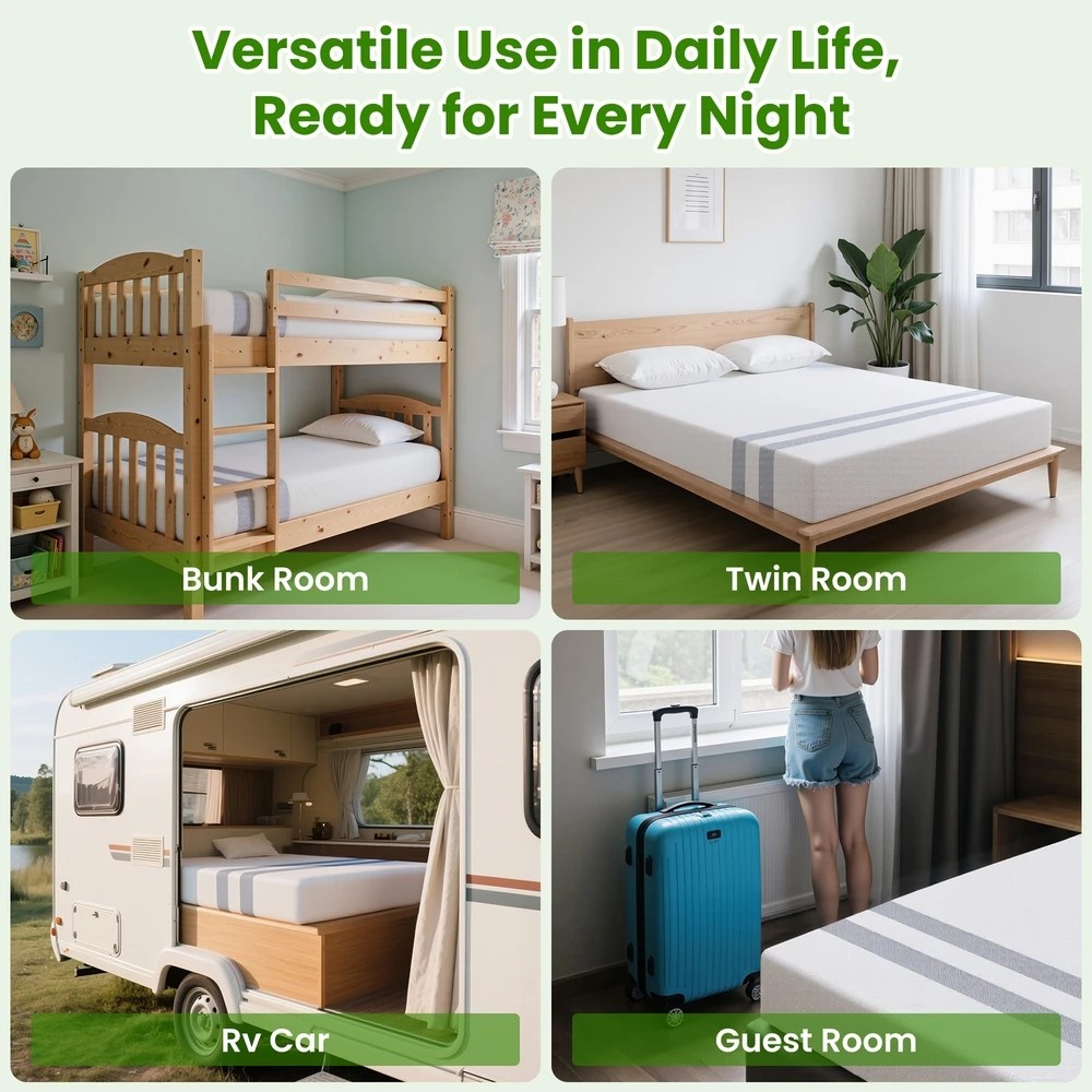 5 BedStory King Single Memory Foam Mattress 25cm Cooling Gel Foam Mattress in a Box Medium Feel - King Single Bed - White, 5 of 10