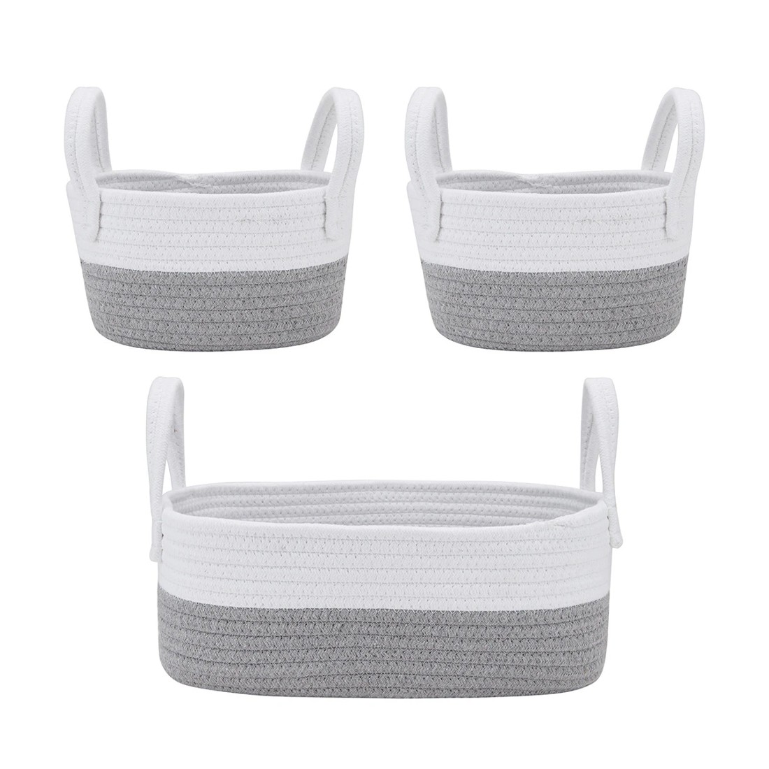 1 3 Pack Nestled Storage Baskets - White and Grey, 1 of 4