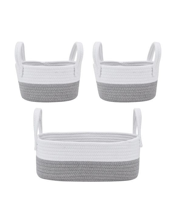 3 Pack Nestled Storage Baskets - White and Grey