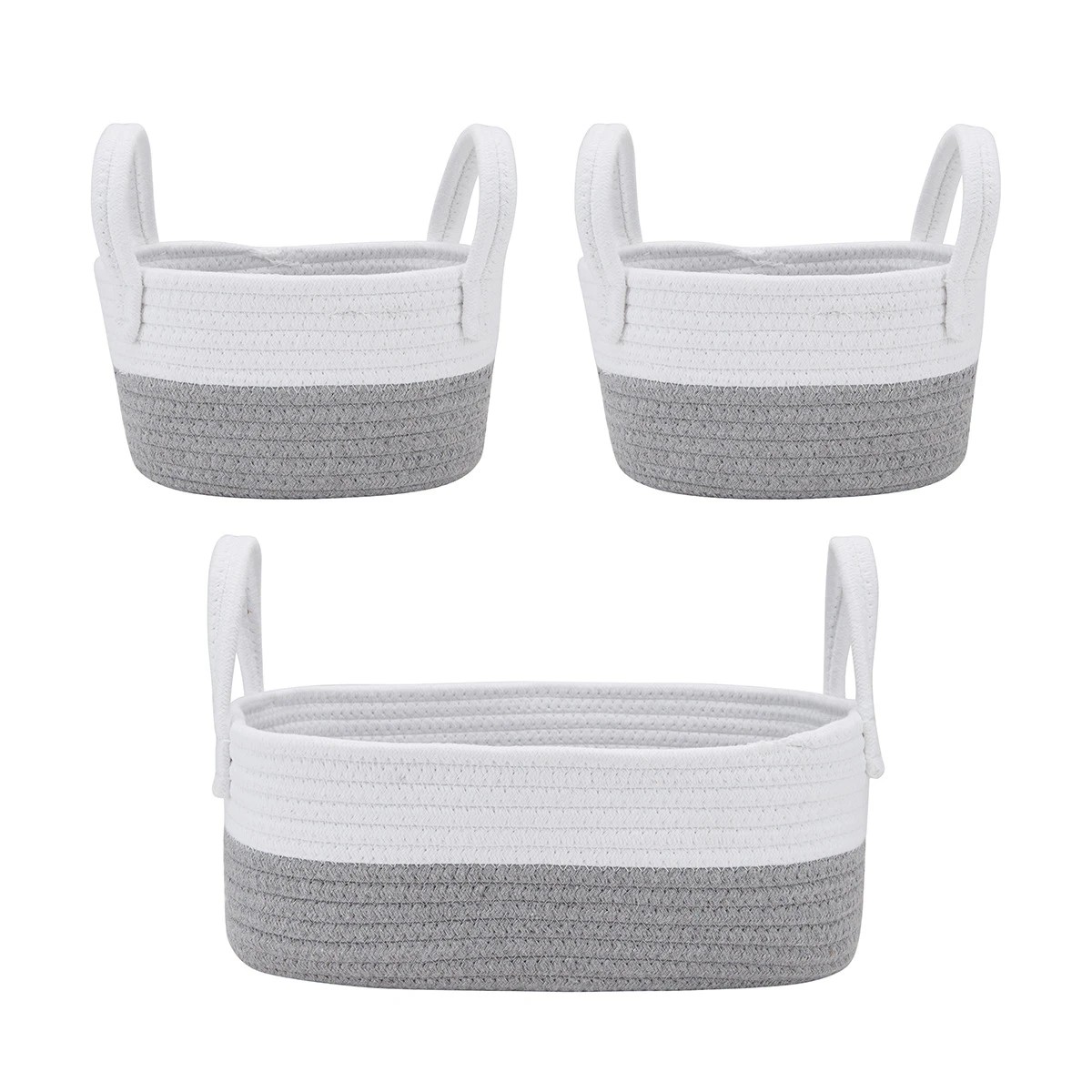 1 3 Pack Nestled Storage Baskets - White and Grey, 1 of 4