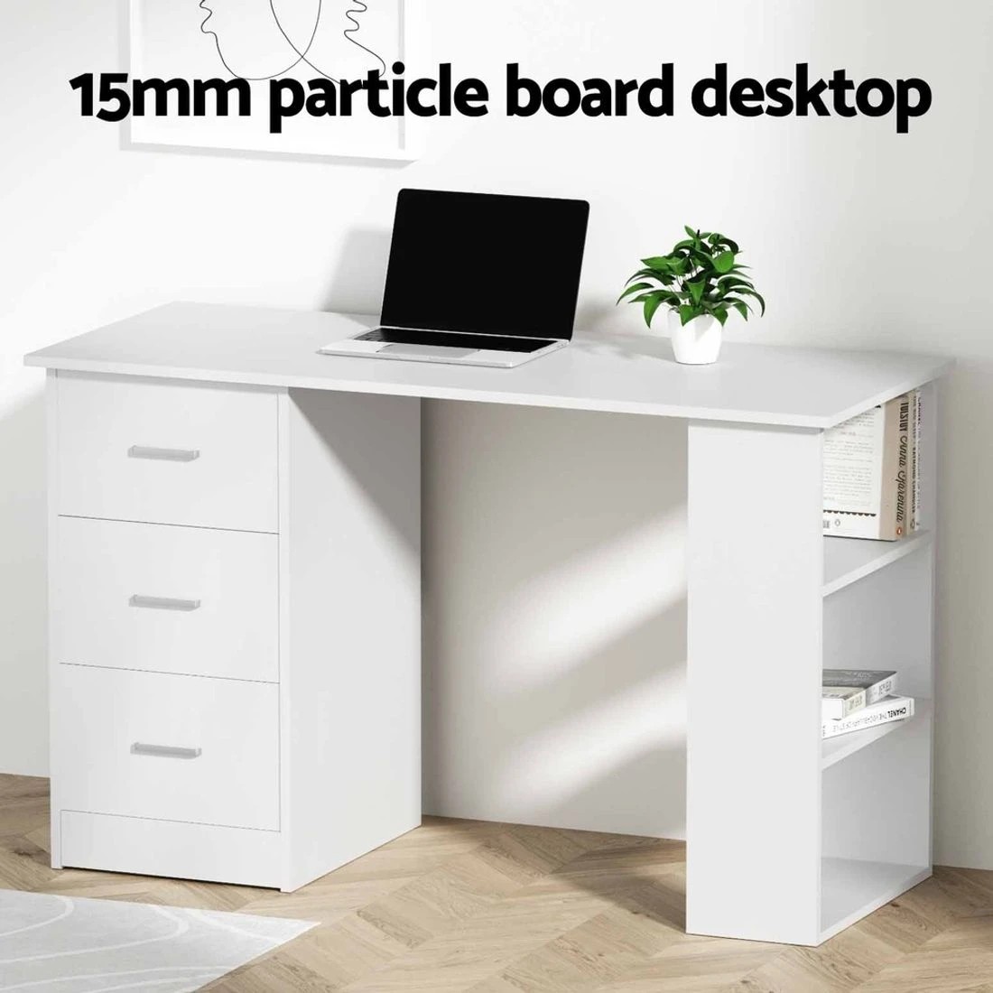 7 Artiss Computer Desk Drawer Shelf Cabinet 120CM - White, 7 of 7