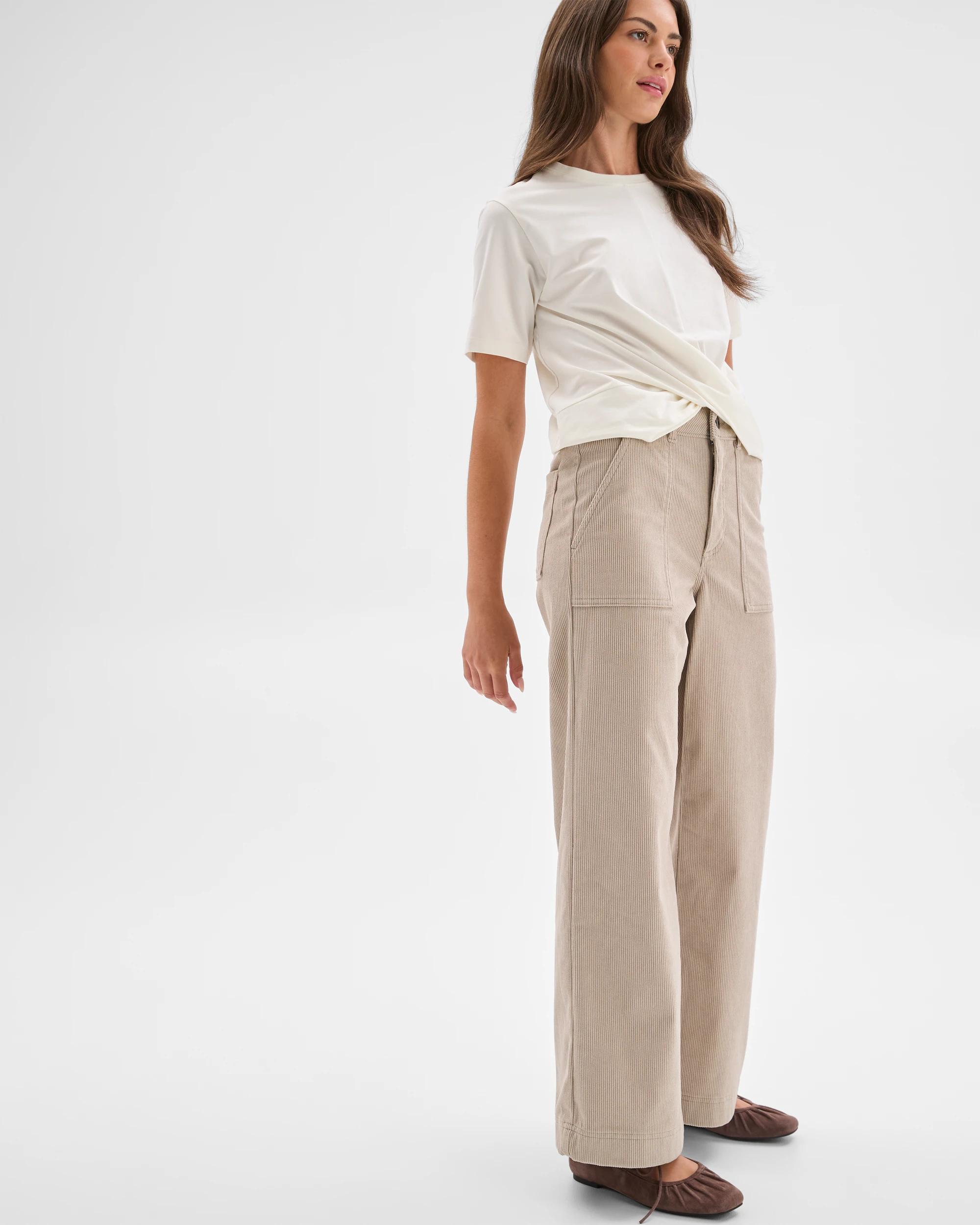 4 Target Petites Petites Corduroy Wide Leg Pants PARCHMENT, 4 of 6