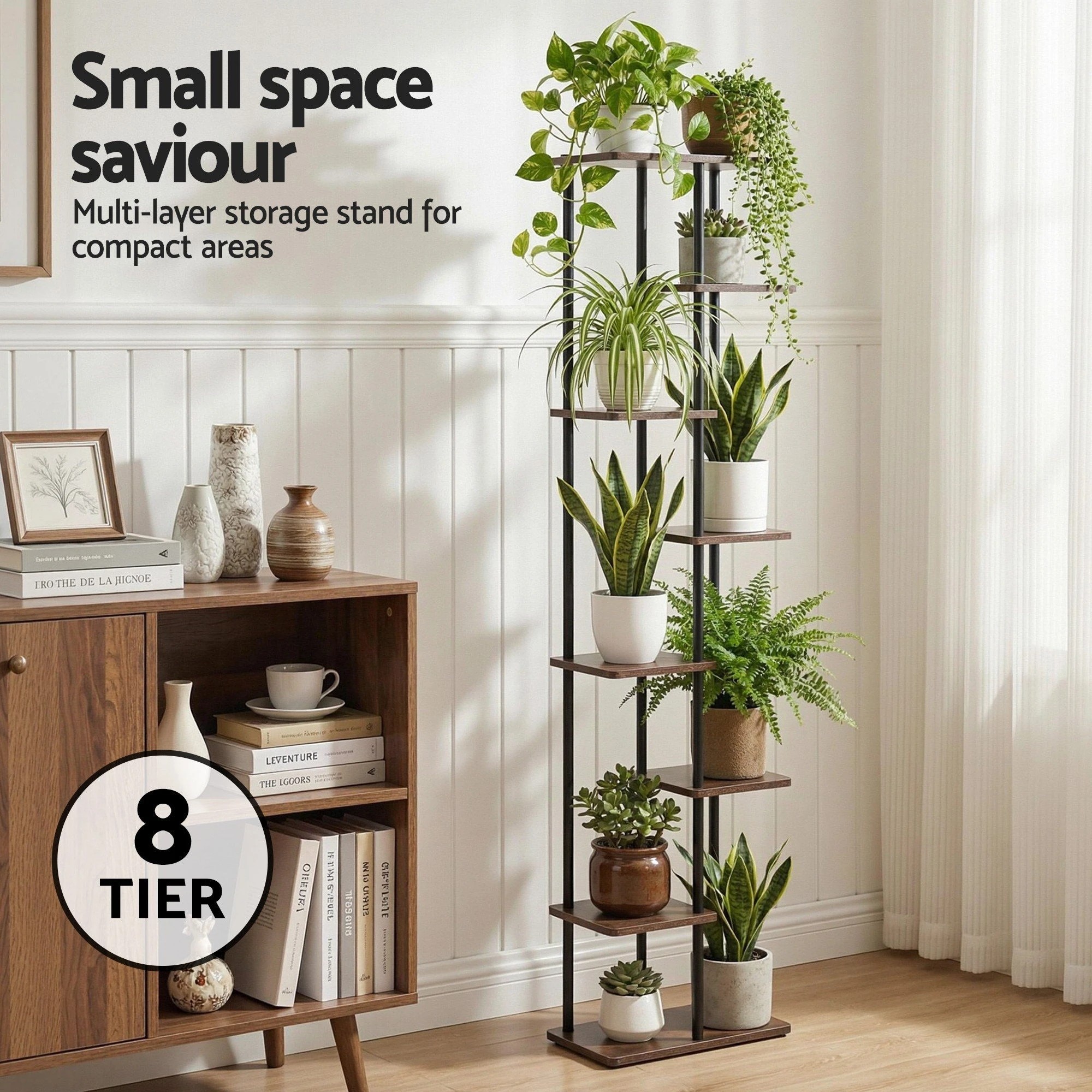 4 Artiss 8 Tiers Plant Stand Metal Flower Pots Shelf Indoor Outdoor Garden Home - Multi, 4 of 8