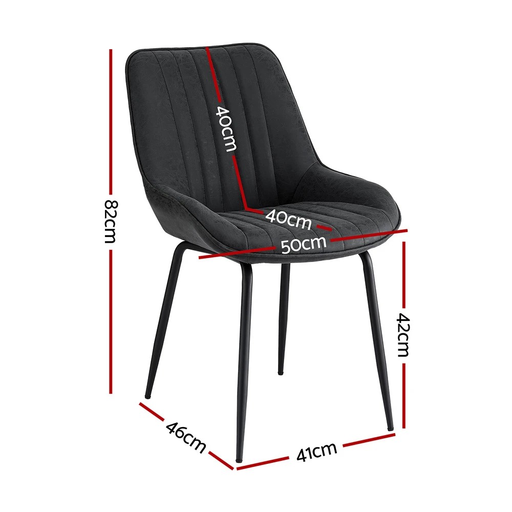 2 Artiss 2x Dining Chairs Retro PU Leather Kitchen Lounge Cafe Accent Chair - Black, 2 of 6