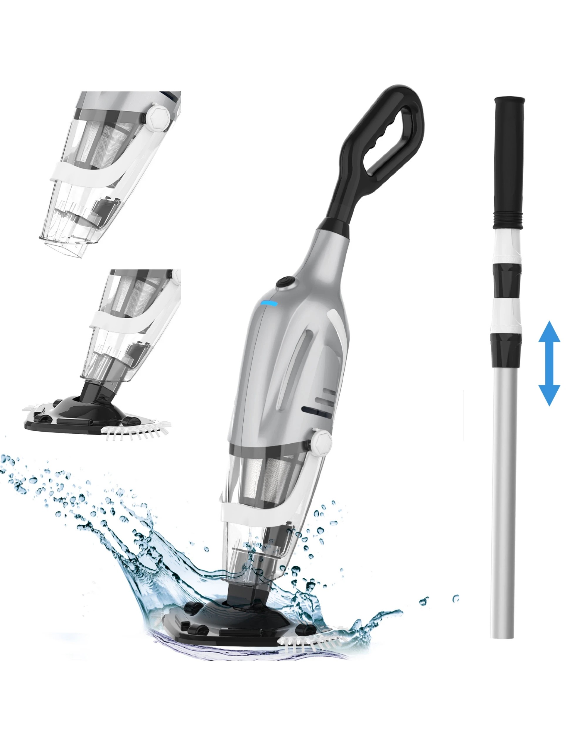 Advwin Rechargeable Pool Vacuum Cleaner 120L/min Flow Rate - Grey - Kmart