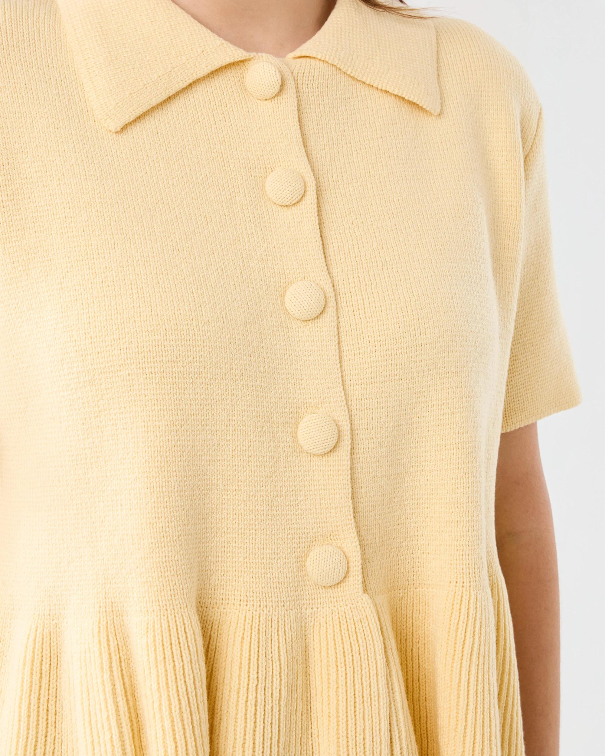 6 Short Sleeve Peplum Knit Cardigan Fln Yellow, 6 of 7