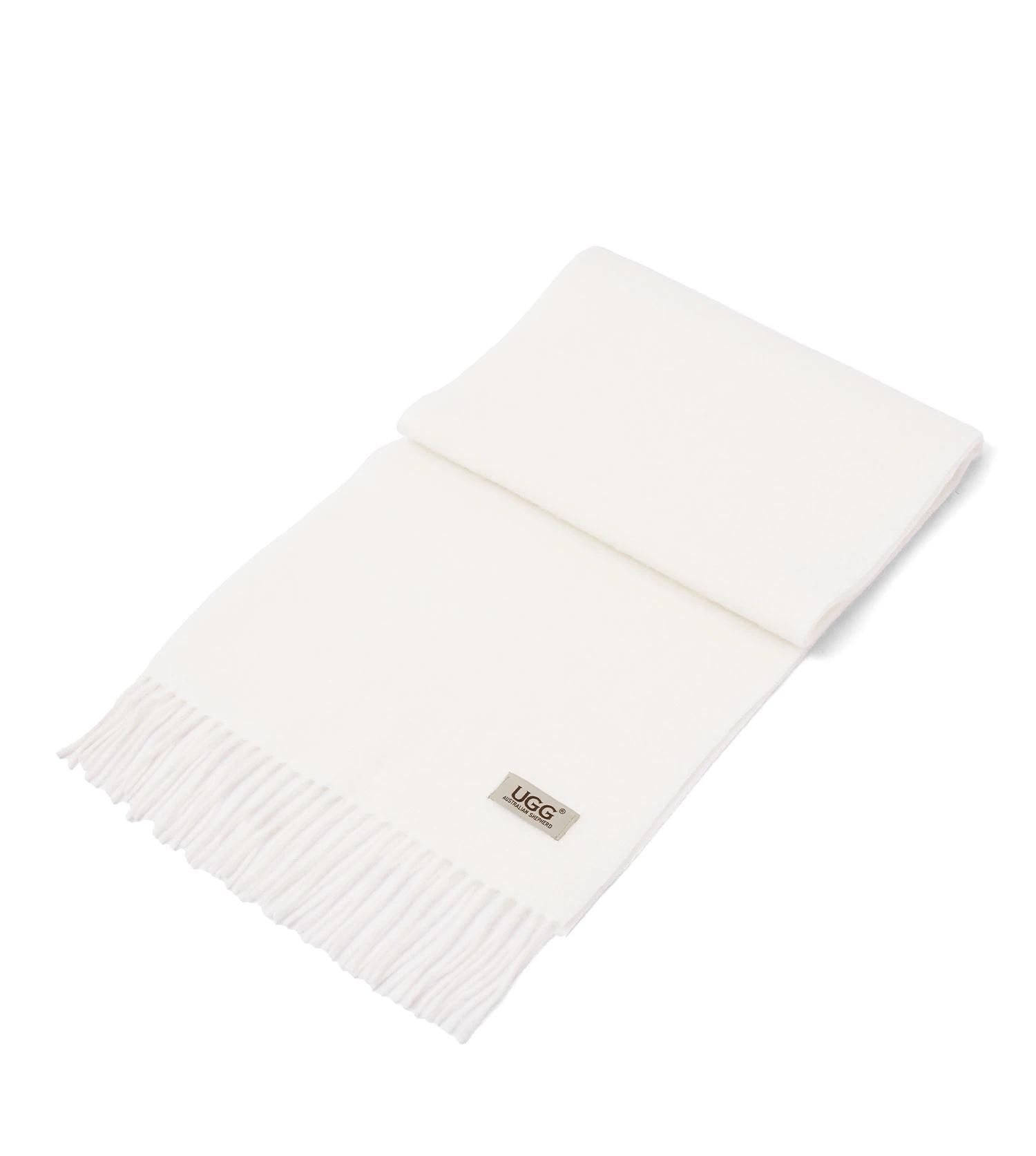3 Australian Shepherd UGG Fealara 100% Wool Plain Scarf MILKY WHITE, 3 of 5
