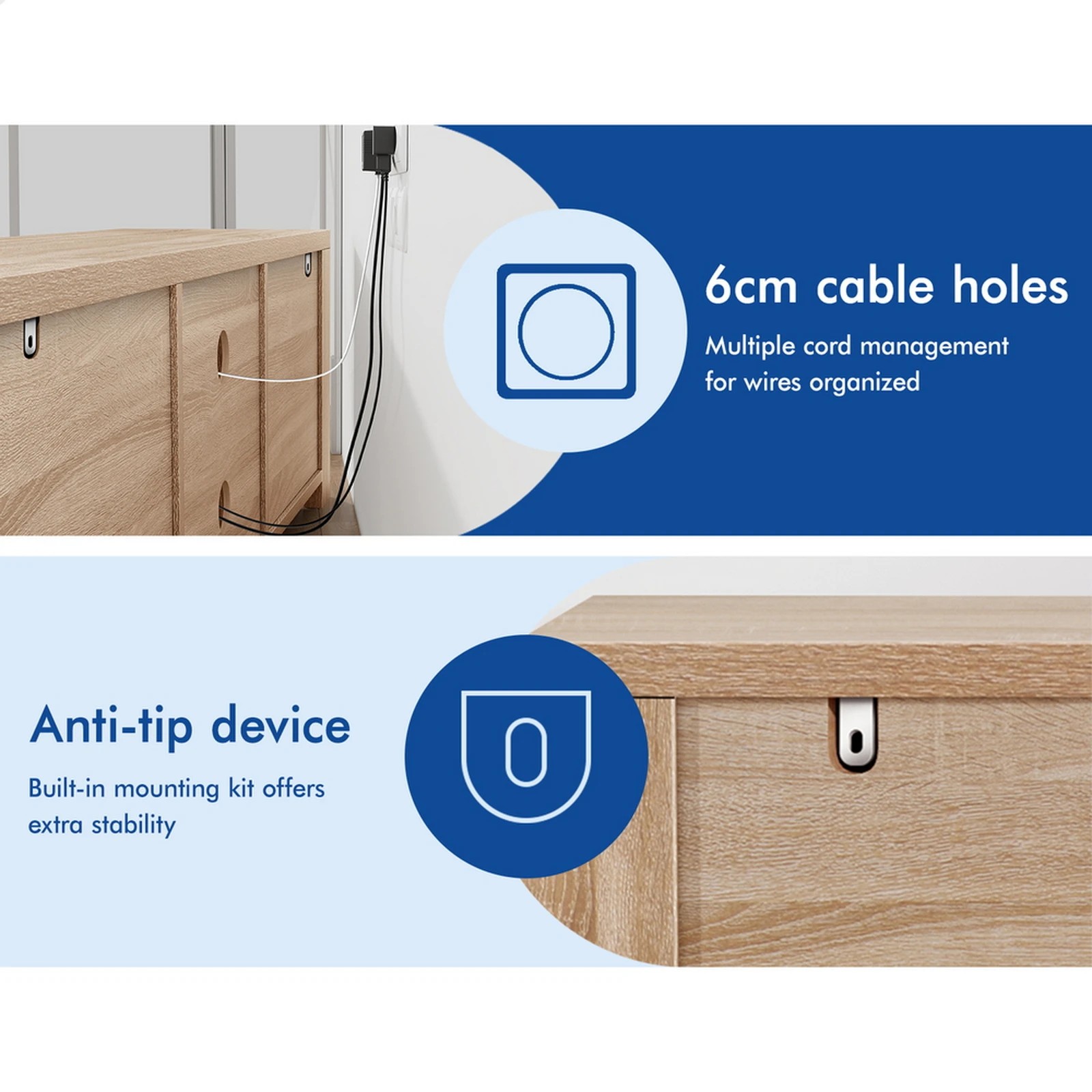 7 Alfordson TV Cabinet Entertainment Unit Stand Storage Shelf 160cm - Wood, 7 of 10