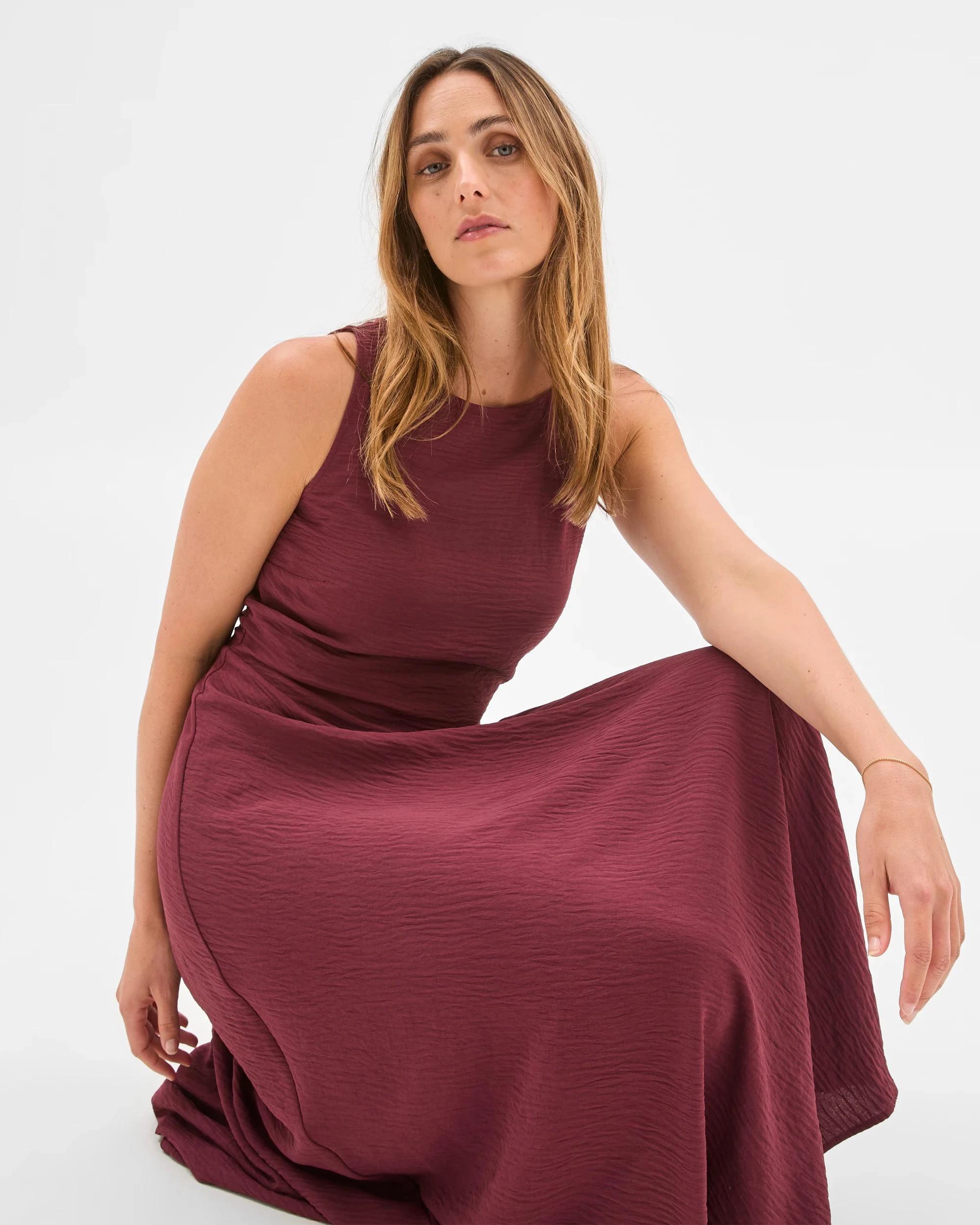 6 Preview Sleeveless Hanky Hem Dress TAWNY PORT, 6 of 6