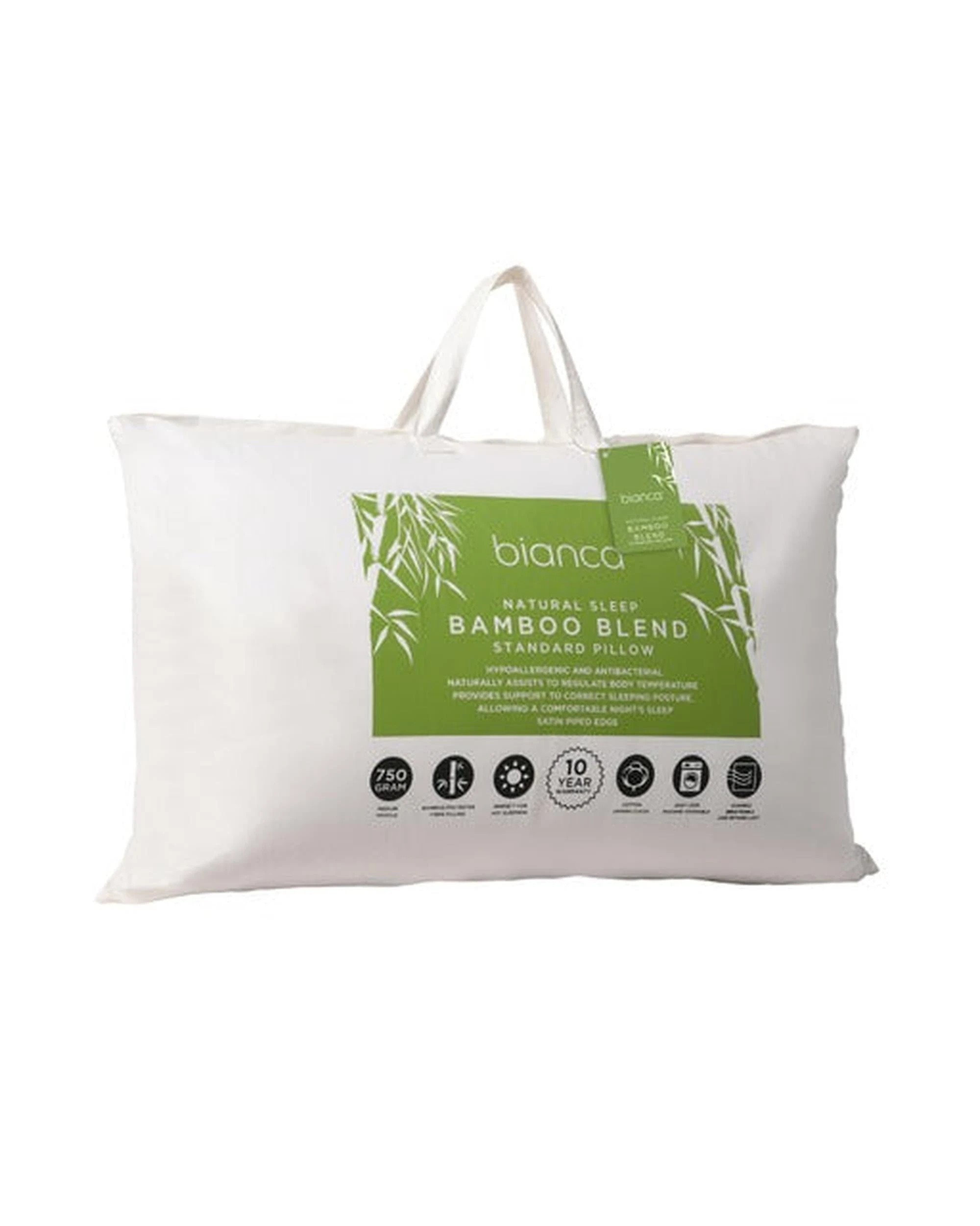 1 Bianca Sleep Medium 750g Bamboo Blend Standard Pillow - White, 1 of 3