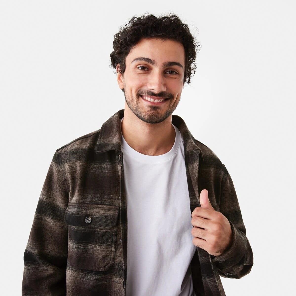 5 Long Sleeve Check Overshirt Brn Check, 5 of 7