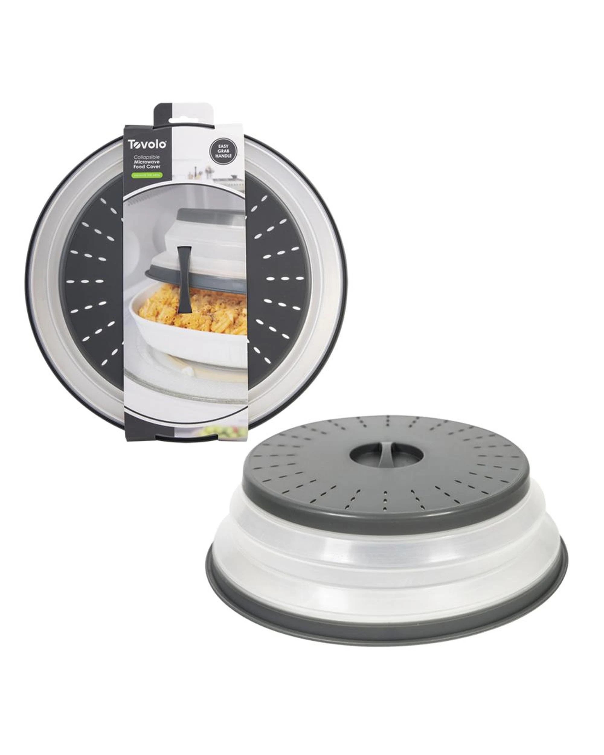 1 Tovolo Collapsible Microwave Food Cover AntiSplatter 31.5cm Large  Charcoal, 1 of 8