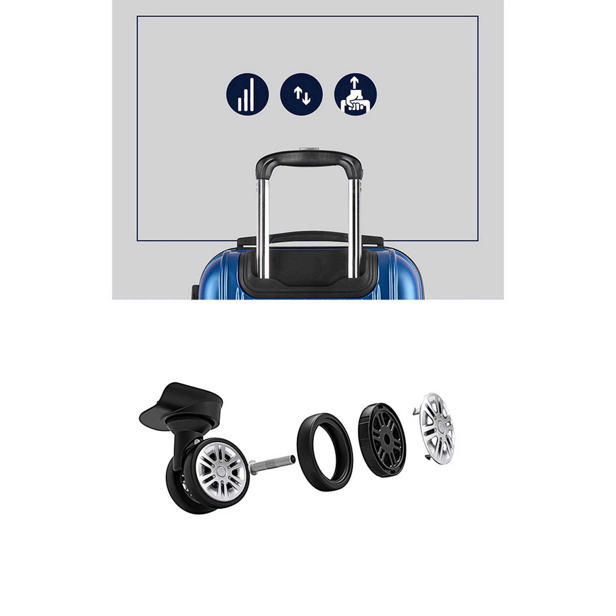 4 Wanderlite 28" 75cm Luggage Trolley Travel Suitcase Set Carry On Hard Case TSA Lock - Blue, 4 of 7