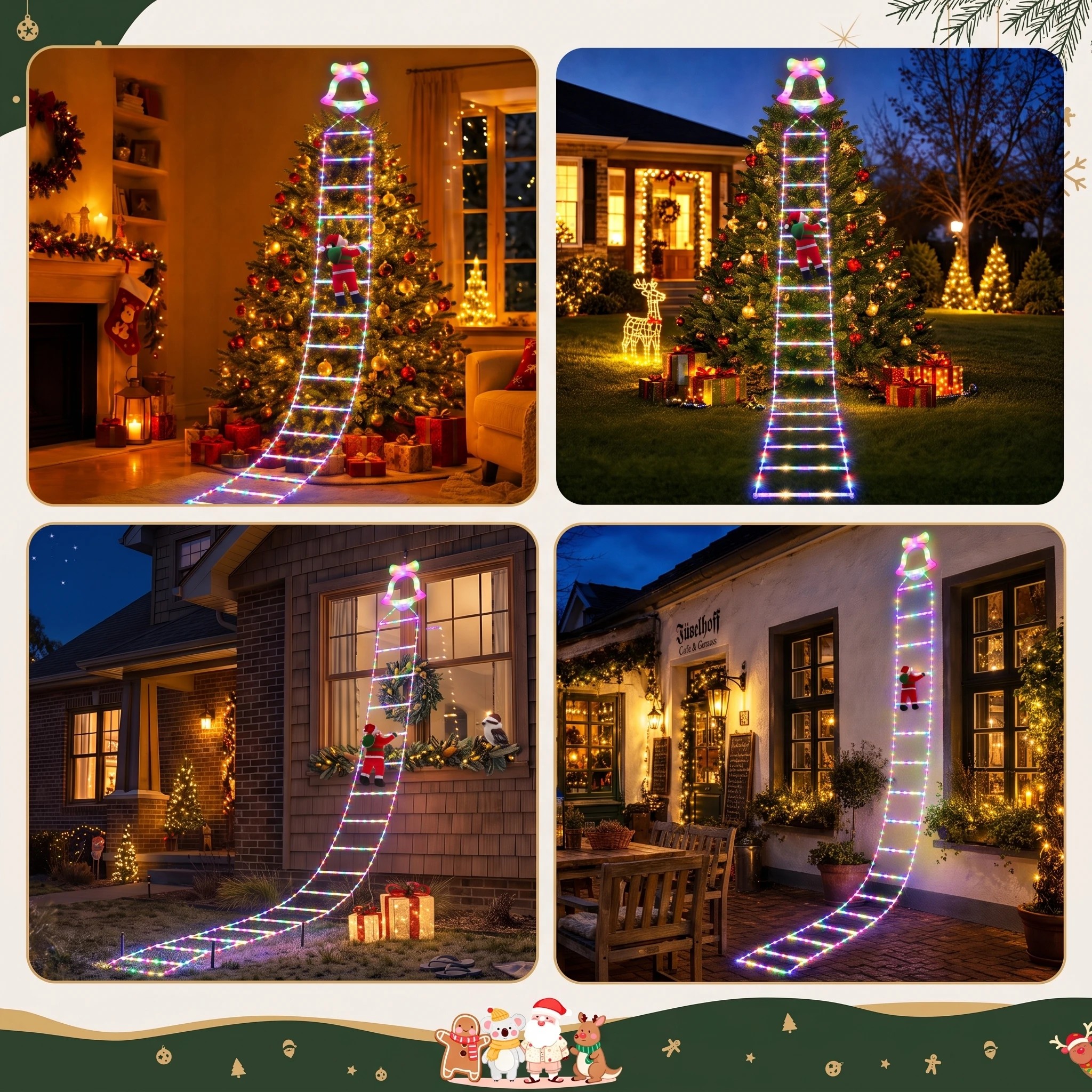 8 Jingle Jollys 3.5M Christmas Lights 300 LED Ladder Light with Santa Claus Decor - Multi, 8 of 9