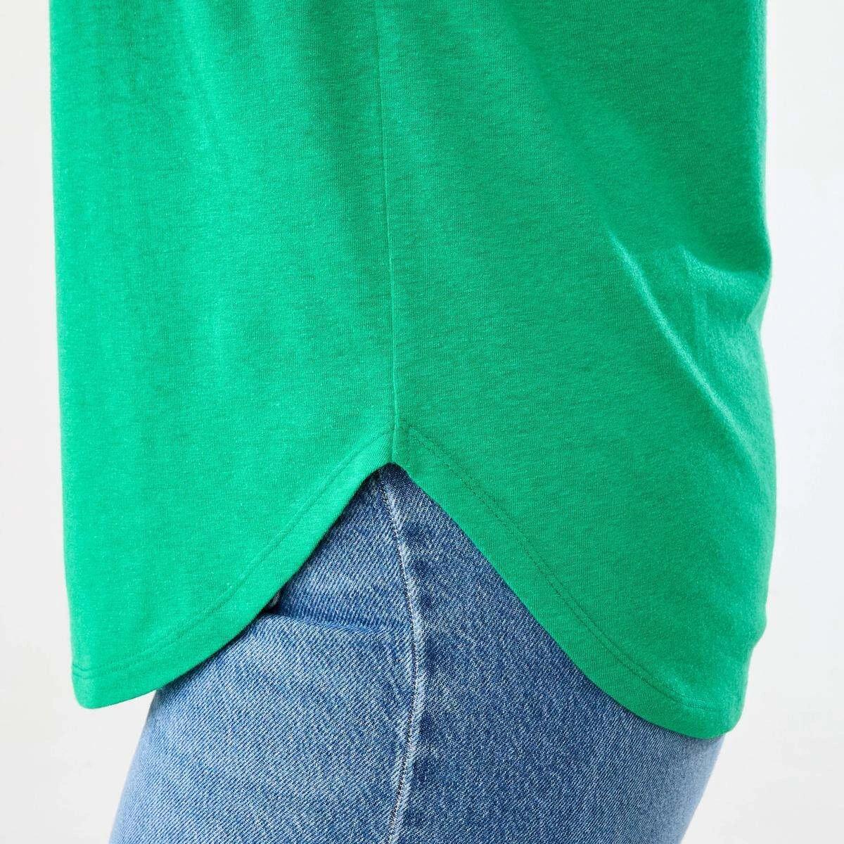 6 Short Sleeve Linen Blend Extended Sleeve Top Simply Green, 6 of 6