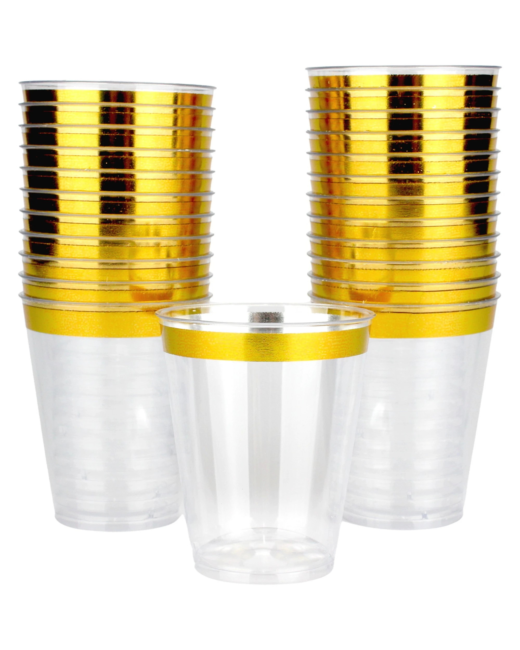 1 Fun Time Gold Trim Plastic Shot Glasses 70ml Pack of 24, 1 of 3