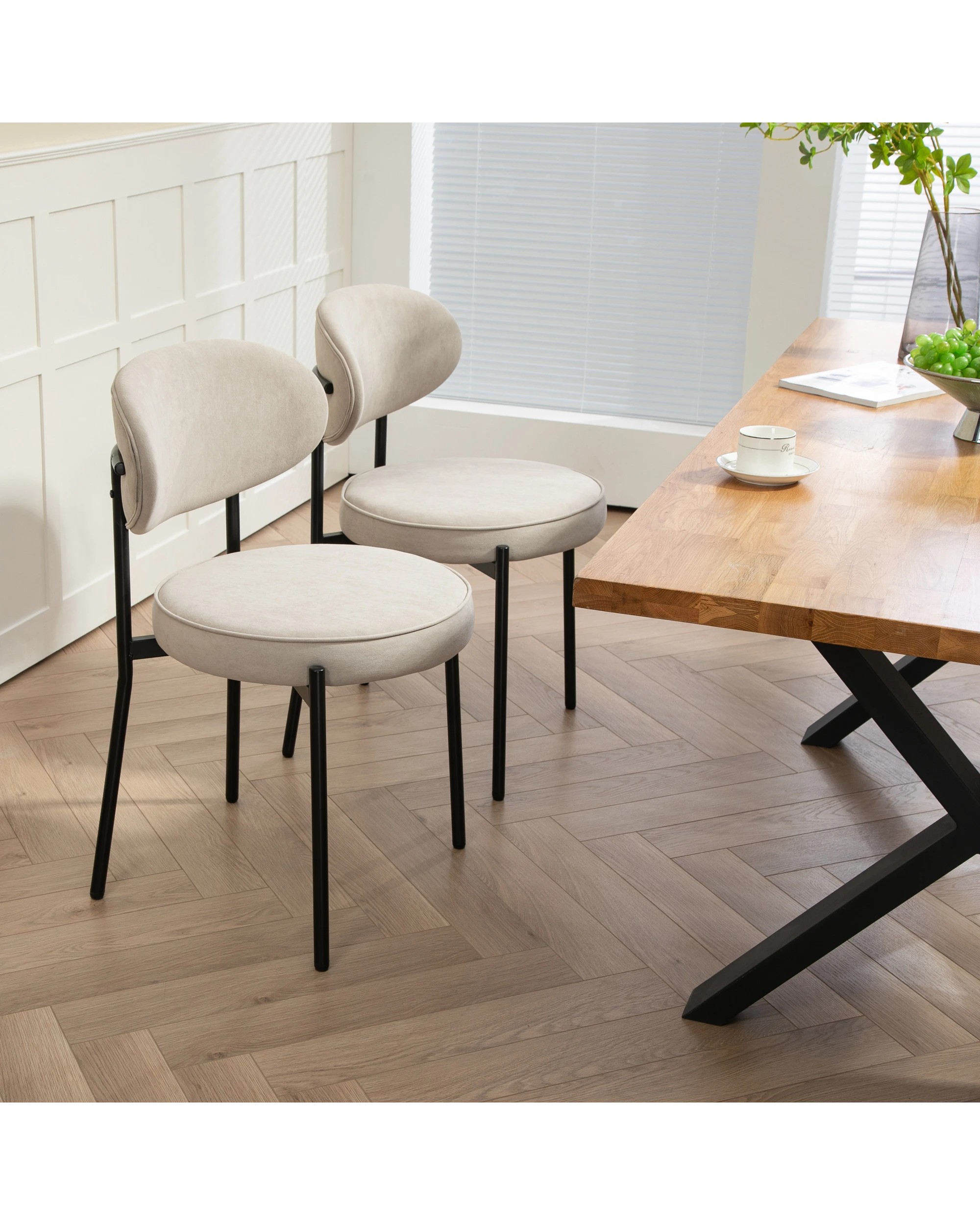 5 IHOMDEC Round Dining Chair Set of 2 - Grey - Grey, 5 of 10