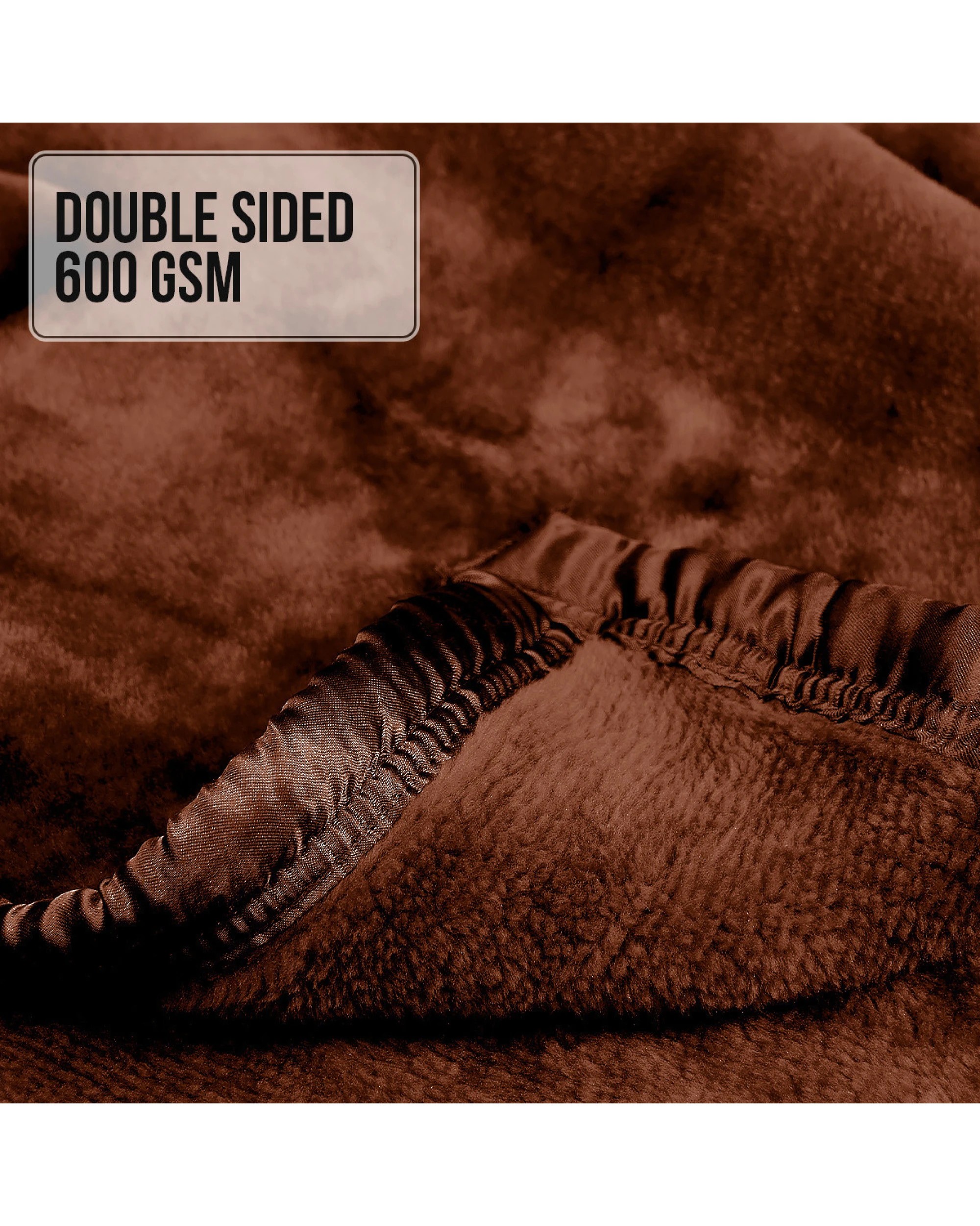 5 Laura Hill 600-gsm Mink Blanket Double-sided Soft Plush Bed Faux Throw Rug Wine Chocolate
 - Queen Bed, 5 of 7