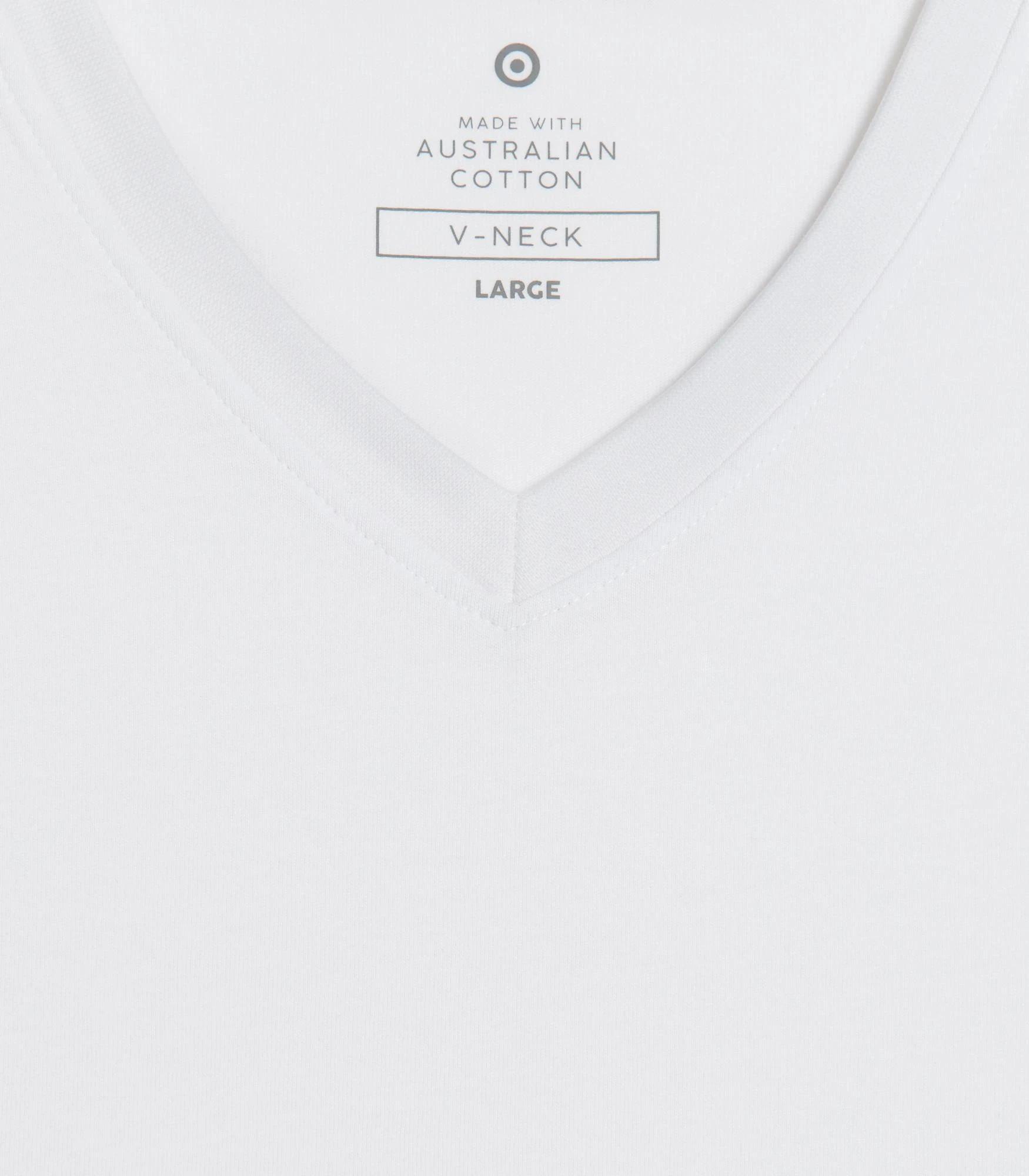 6 Target Australian Cotton V-Neck T-Shirt WHITE, 6 of 7