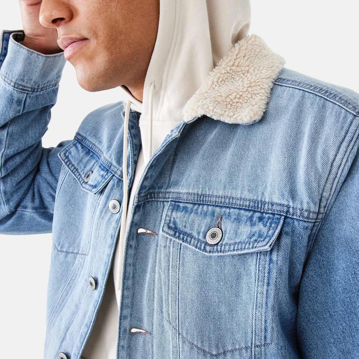 6 Denim Sherpa Jacket Light Wash, 6 of 8