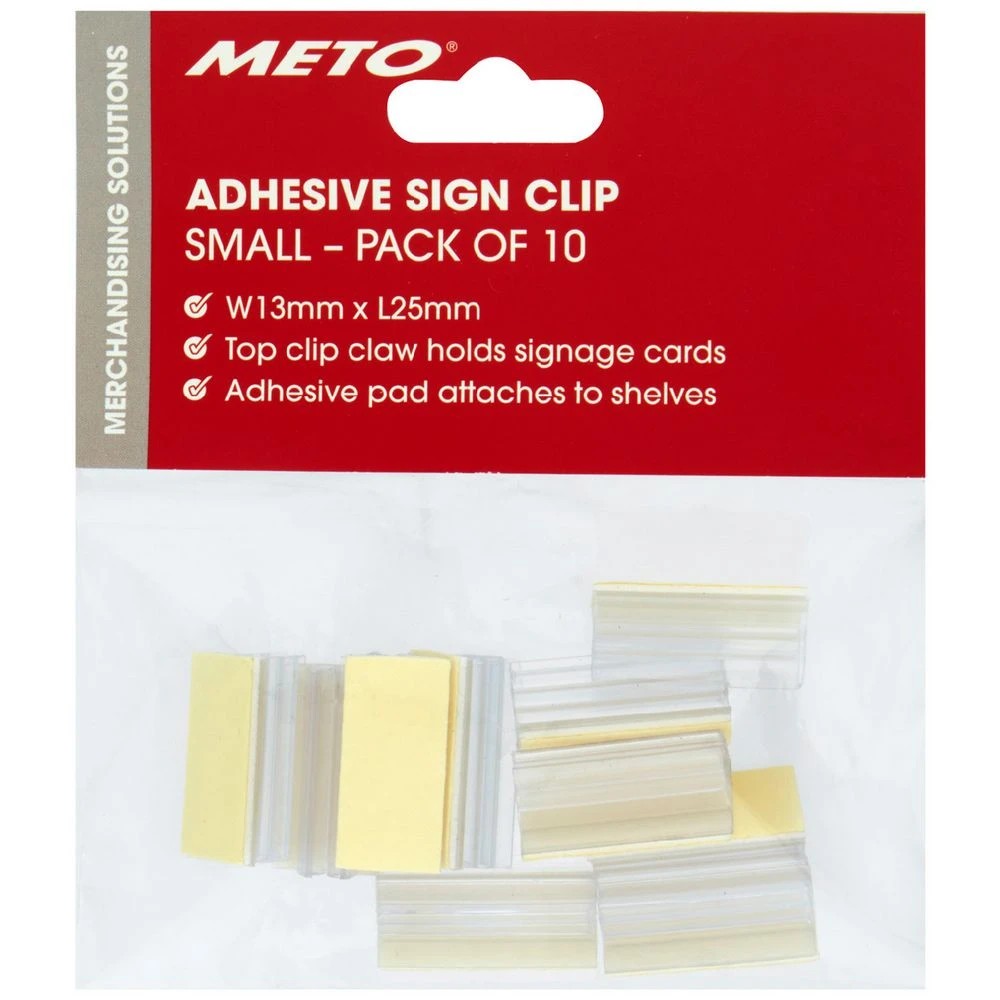 1 Meto Adhesive Sign Clips Small 10 Pack, 1 of 2