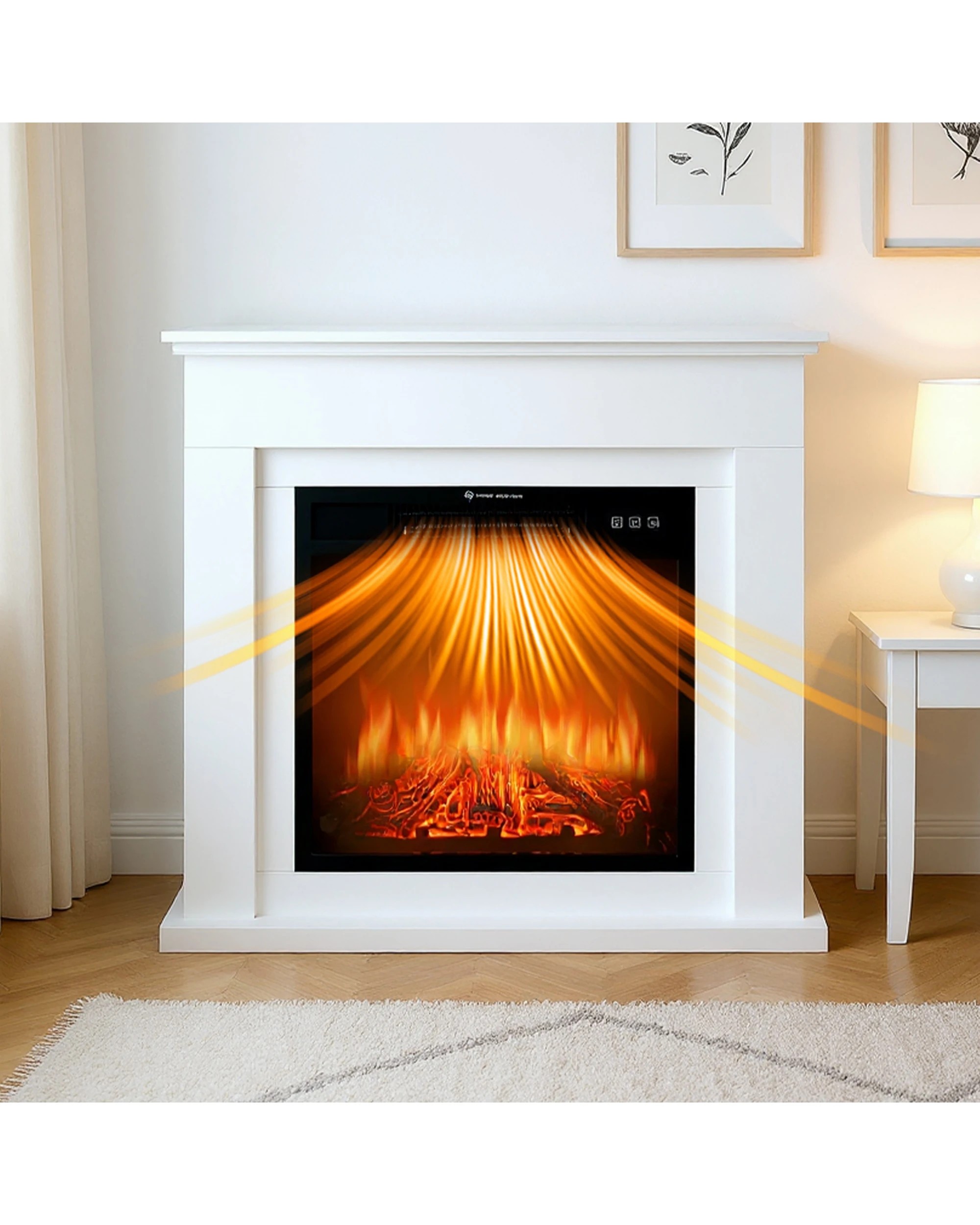 3 Advwin Electric Fireplace Freestanding Heater TV Stand with Mantel 3D Flame 3-speeds - White, 3 of 7