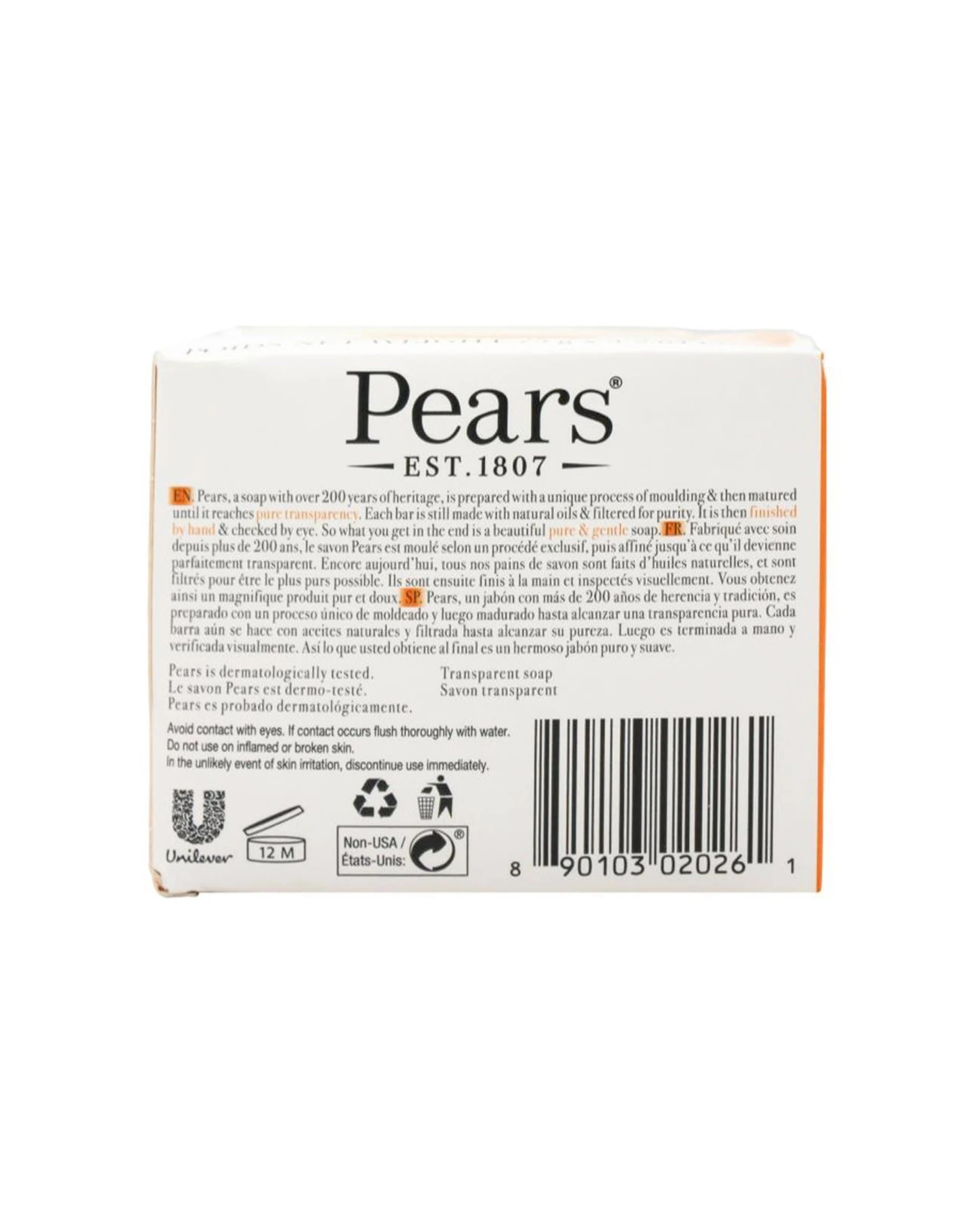 3 Pears 12 x 3pc Pure Gentle Bar Soap 75g Bath Cleanser - Orange, 3 of 5