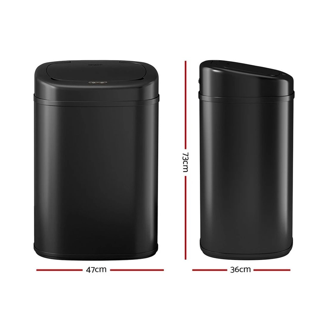 2 Devanti 82L Motion Sensor Bin Rubbish Automatic - Black, 2 of 5