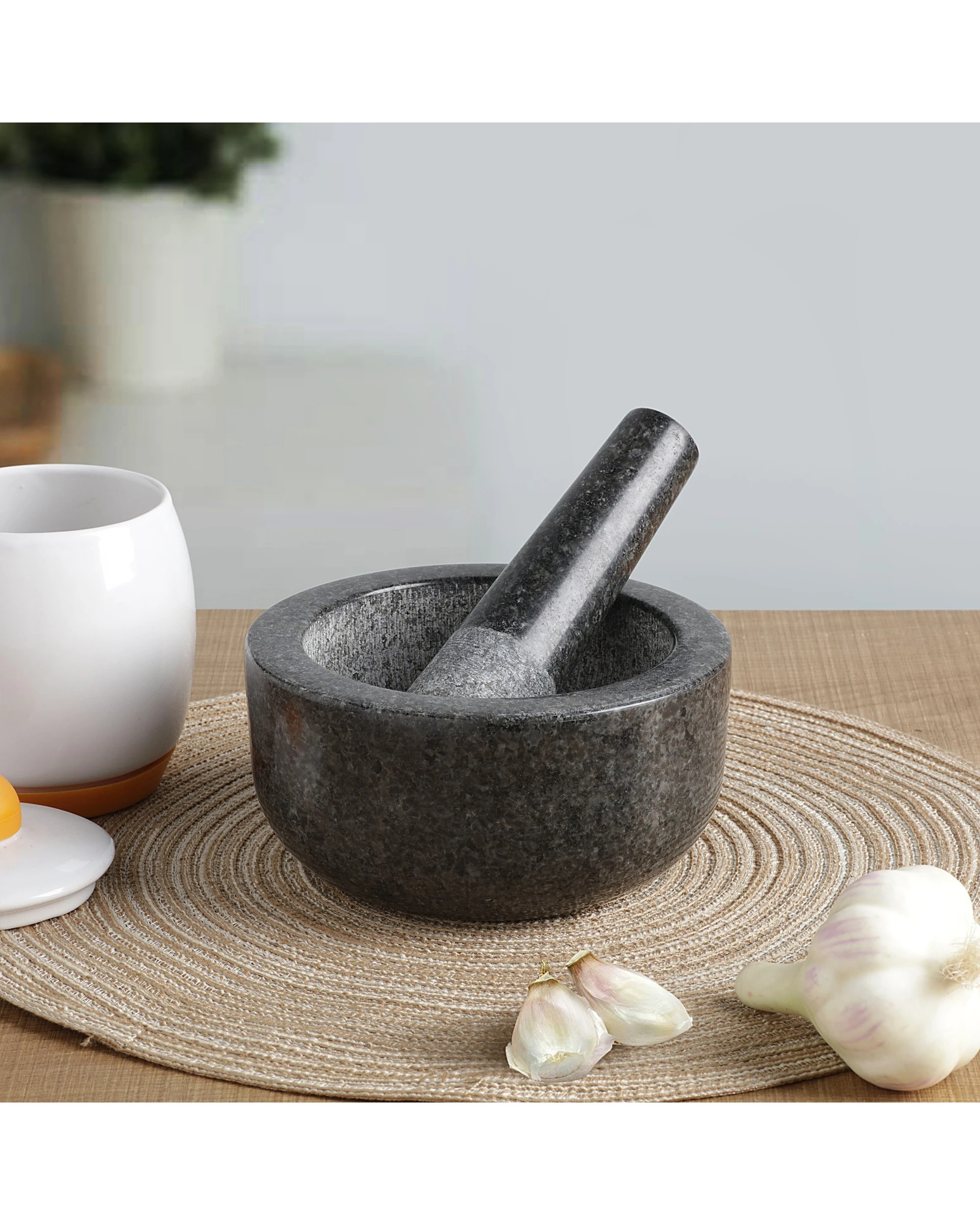 2 Gourmet Kitchen Granite Mortar And Pestle 16cm - Black, 2 of 4