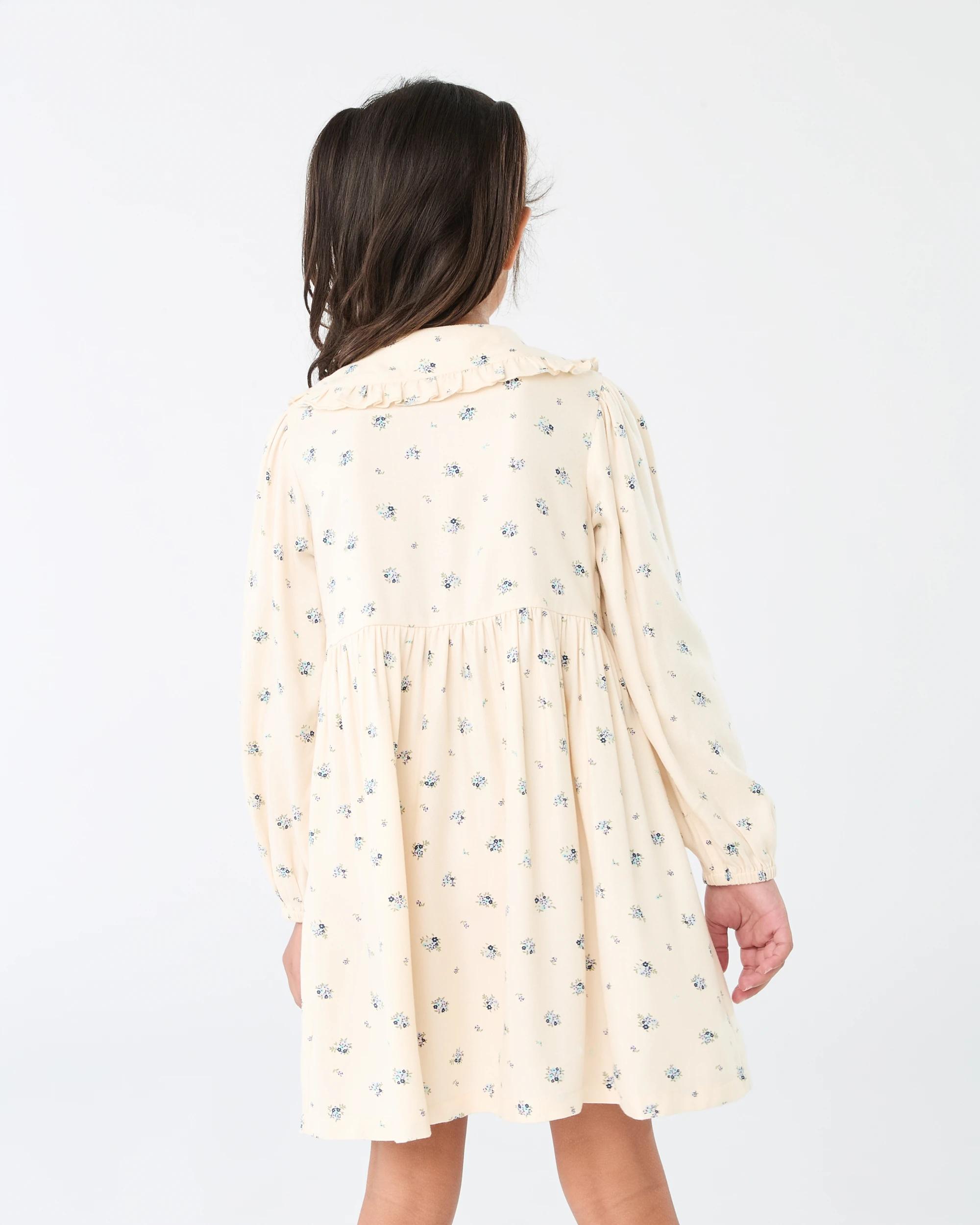 2 Long Sleeves Collared Dress Bge Floral, 2 of 9