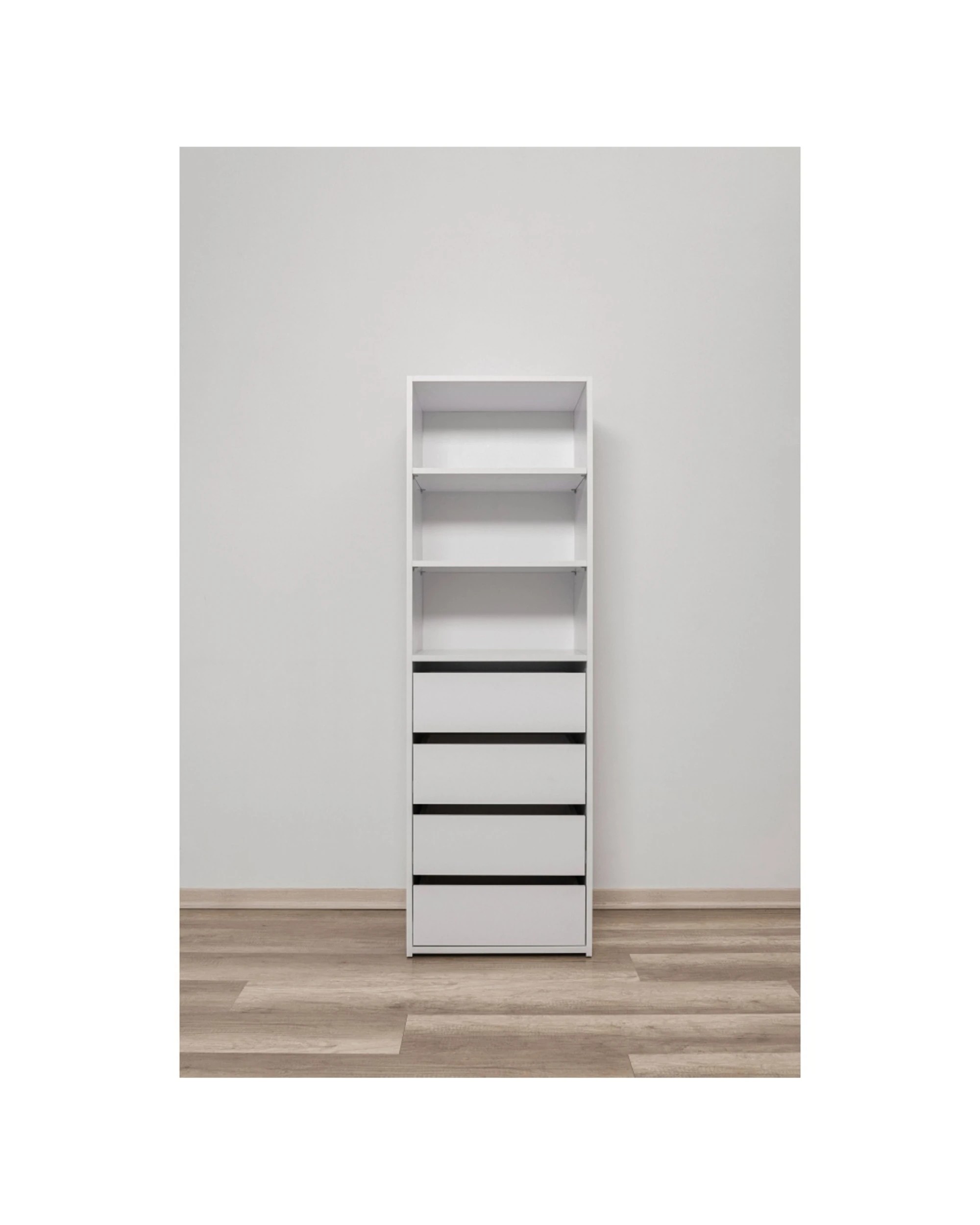 4 European Cabinetry Geneva Built In Wardrobe 4 Drawer 3 Shelf Module Classic - White, 4 of 4