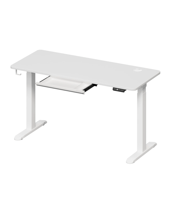 Oikiture 140cm Electric Standing Desk With Drawer Height Adjustable
 - White