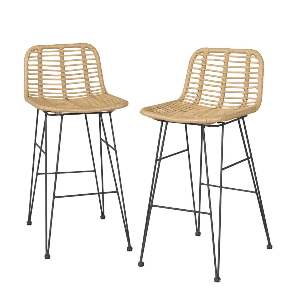1 Gardeon 2 Piece Outdoor Bar Stools Wicker Dining Rattan Chair - Natural, 1 of 4