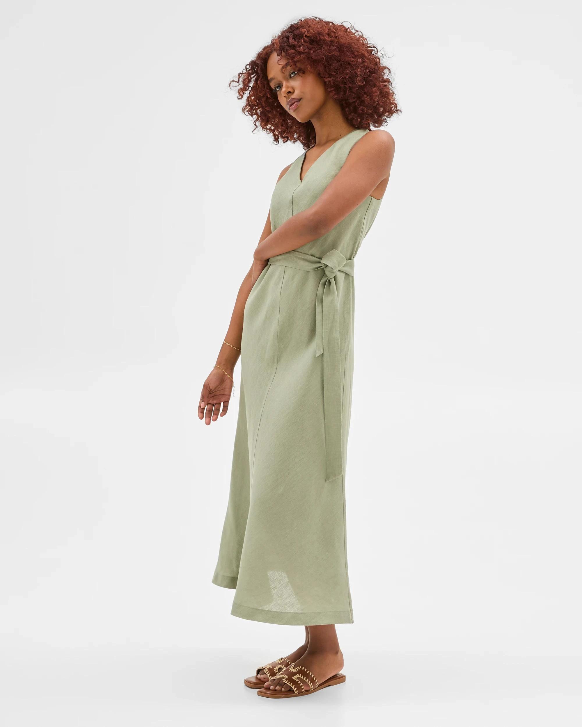 3 Target Petites Petites European Linen V-Neck Midi Dress SPRING SAGE, 3 of 6