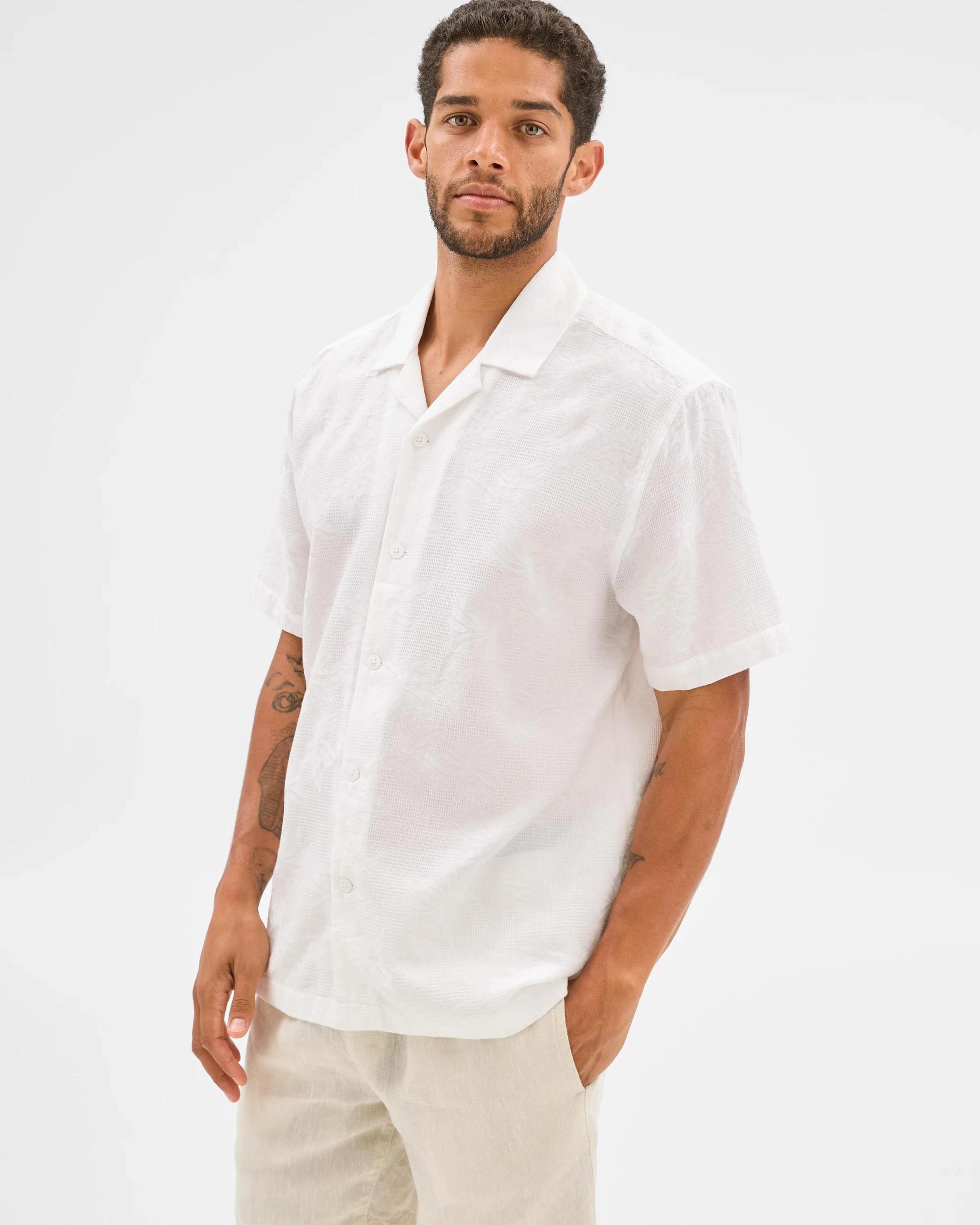 2 Target Australian Cotton Jacquard Shirt WHITE, 2 of 5