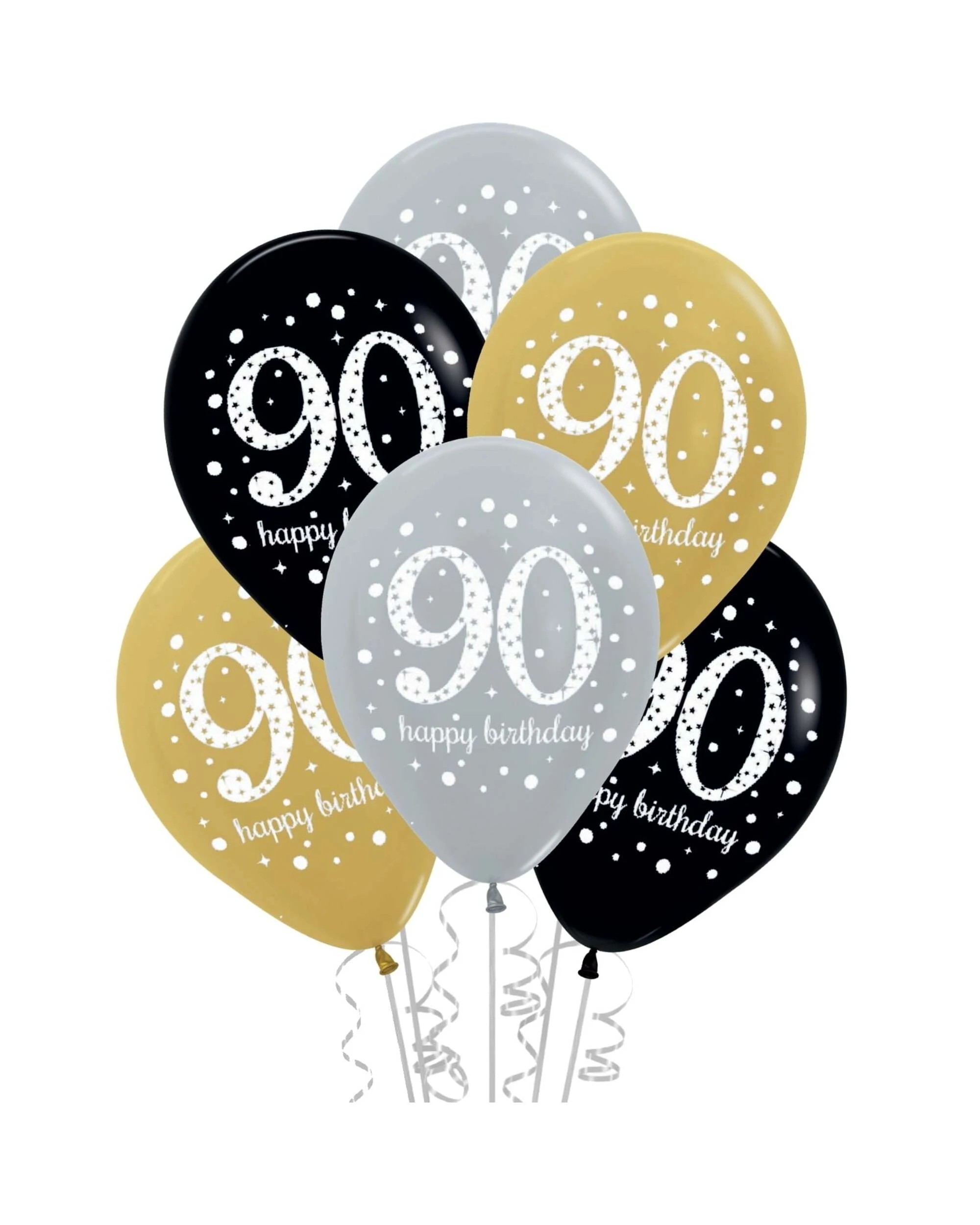 1 Amscan Inc. Sparkling Celebration 90th Birthday Balloons Pack of 6 - Metallic, 1 of 1