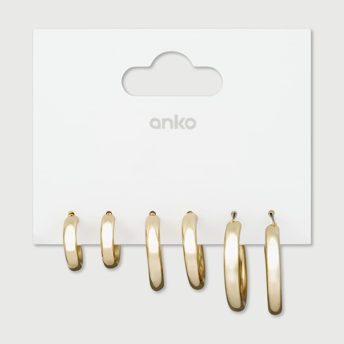 2 3 Pack Chunky Hoop Earrings - Gold Tone, 2 of 3