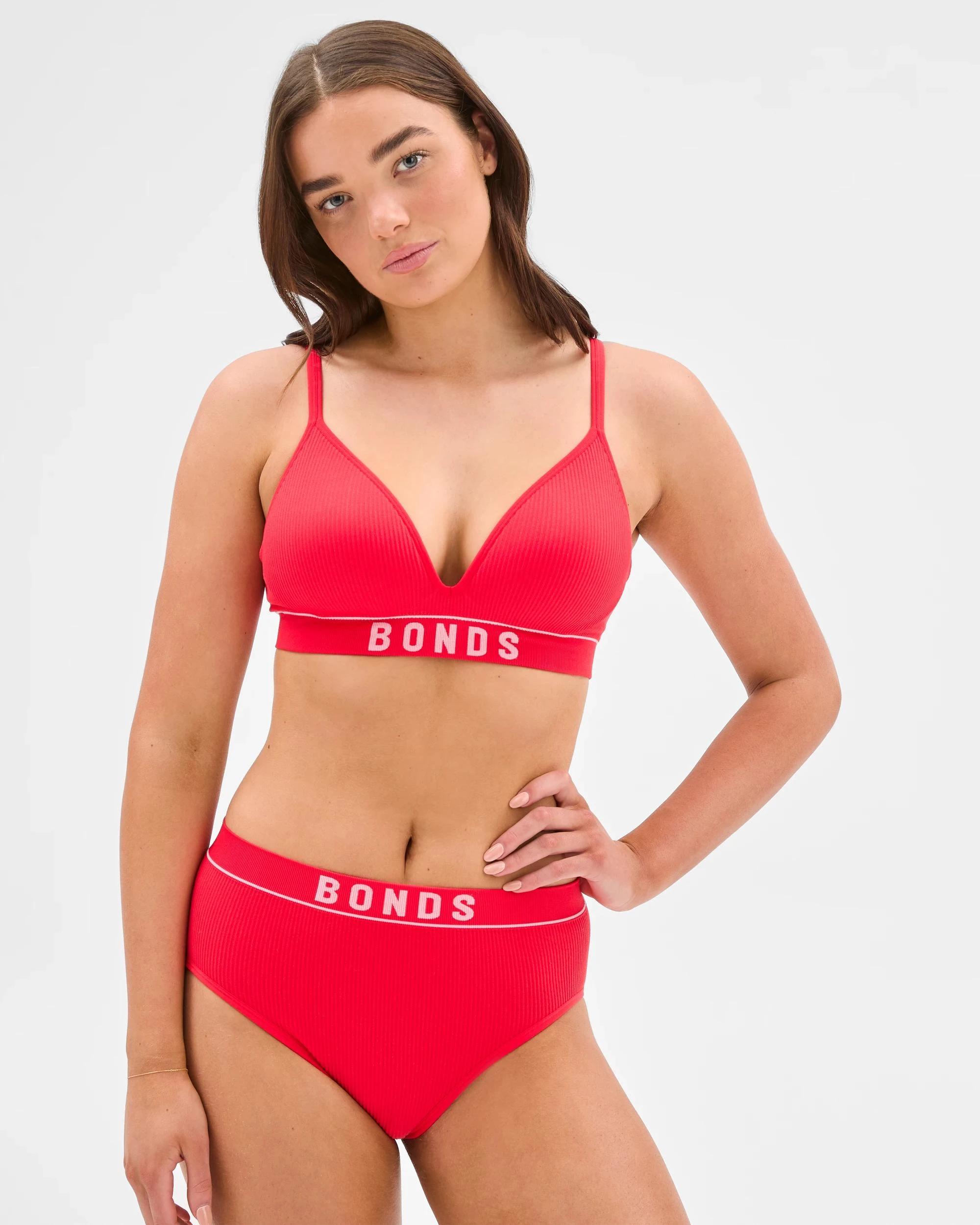 1 Womens Retro Rib Hi Hi Briefs - Bonds STRONG BLUSH, 1 of 3