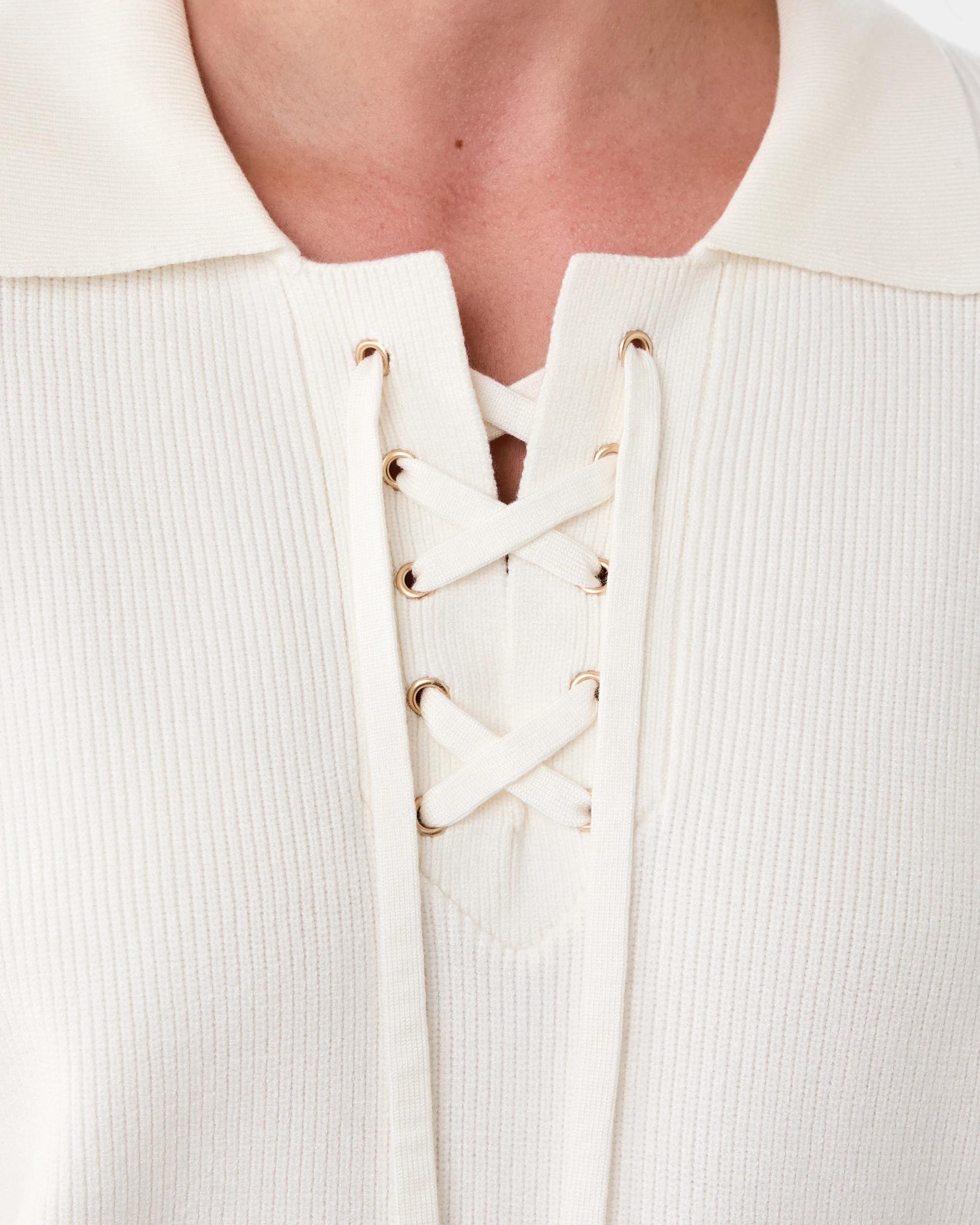 5 Lace Up Rib Jumper Cld White, 5 of 7