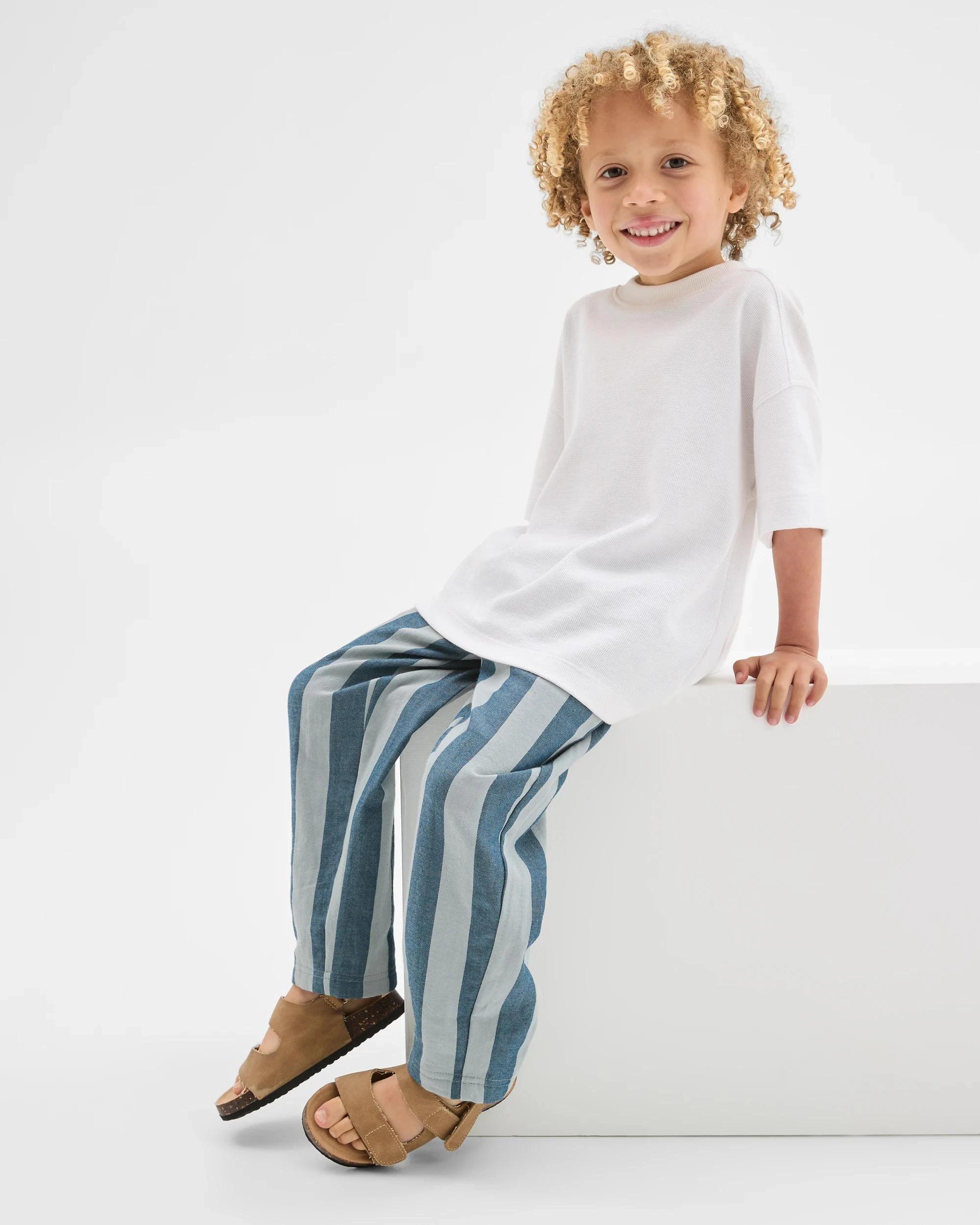 1 Target Kids Lightweight Woven Pull On Pants TEAL STRIPE, 1 of 7