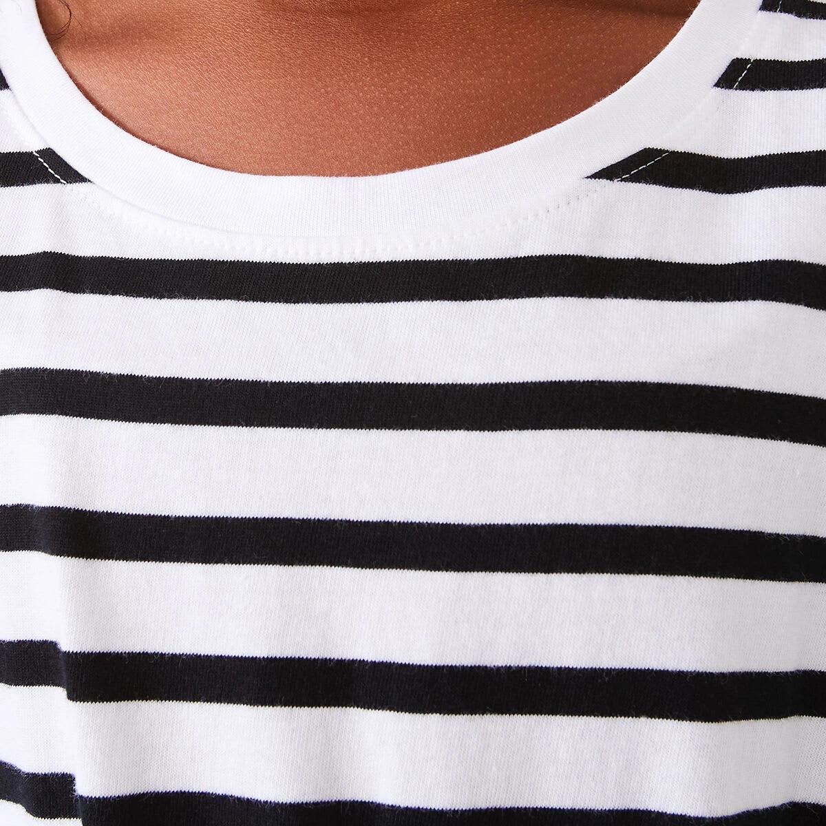 4 Gathered Waist Knit Dress Blk Stripe, 4 of 10
