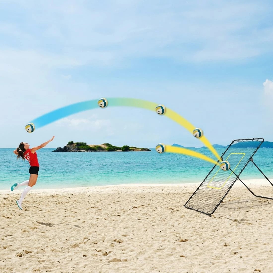 4 Everfit 7ft 2.1M Volleyball Net Football Baseball Goal Netting with Frame Angle Adjustable Rebounder - Black, 4 of 6