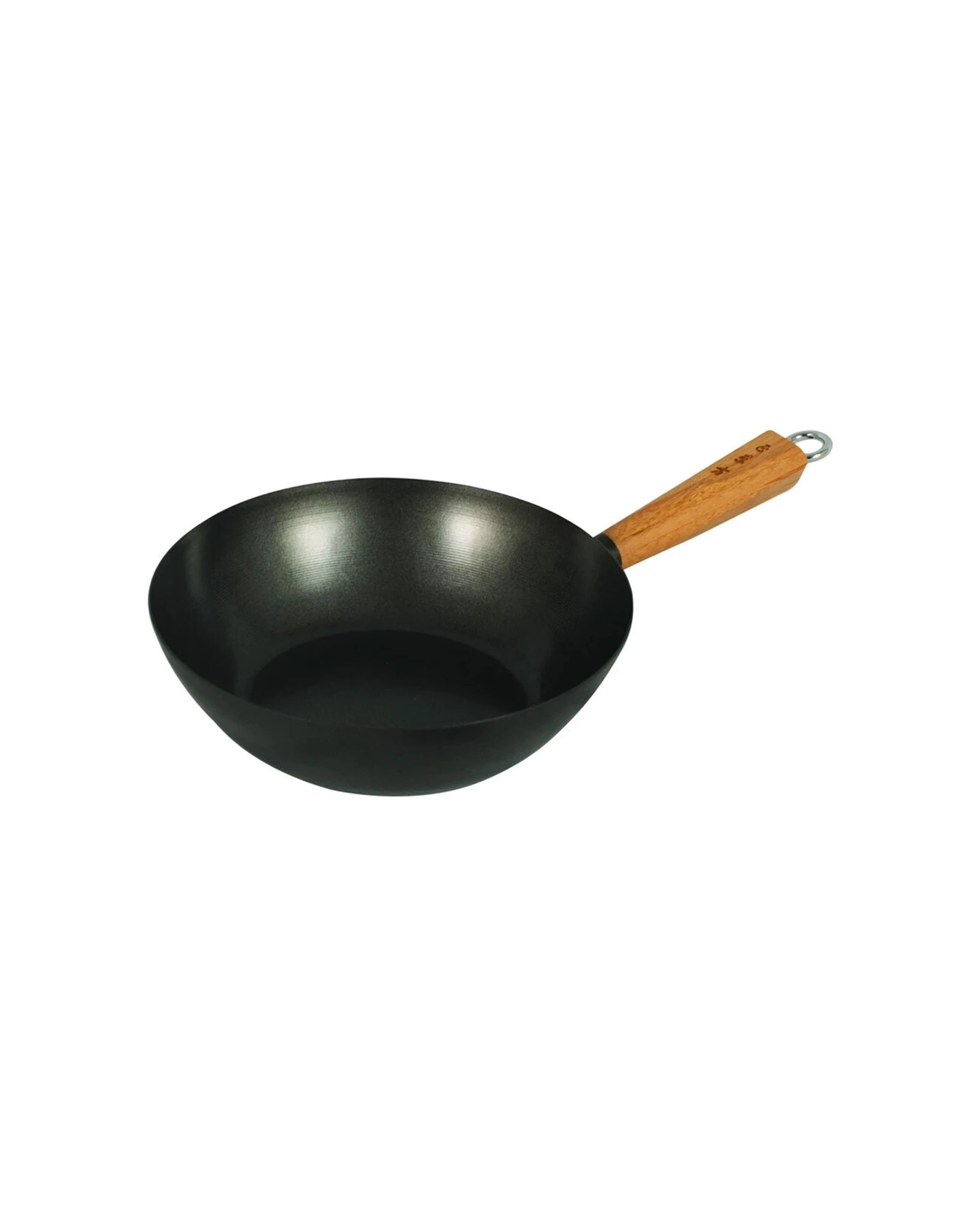 2 Avanti Non-stick Wok 27cm Carbon Steel With Bamboo Handle For Induction - Black, 2 of 3