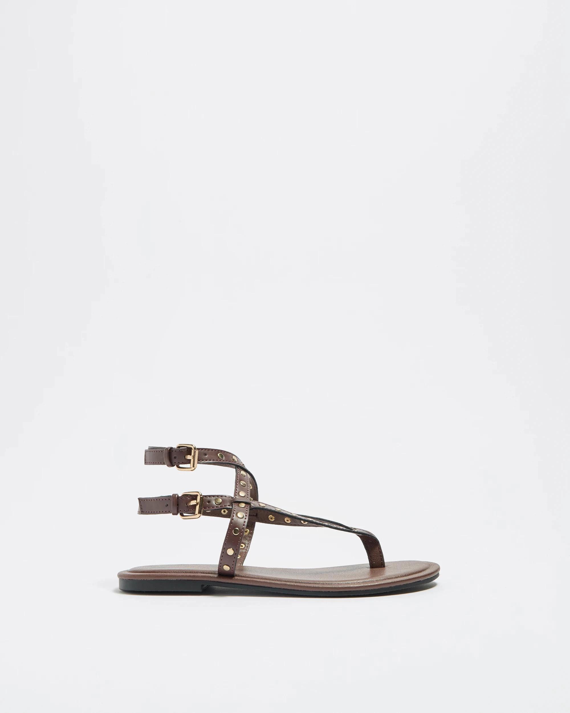 1 Target Womens Gladiator Studded Thongs - Zena CHOCOLATE BROWN, 1 of 3