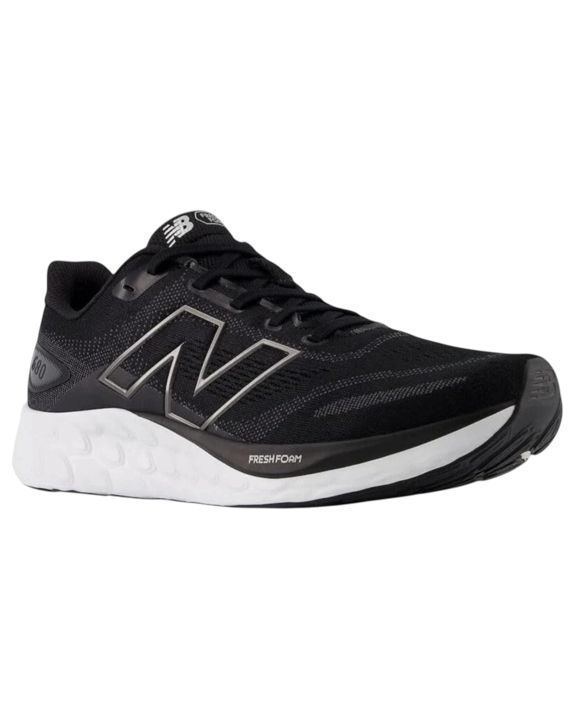 4 New Balance Mens Fresh Foam 680 Athletic Running Shoes BLACK/WHITE, 4 of 5