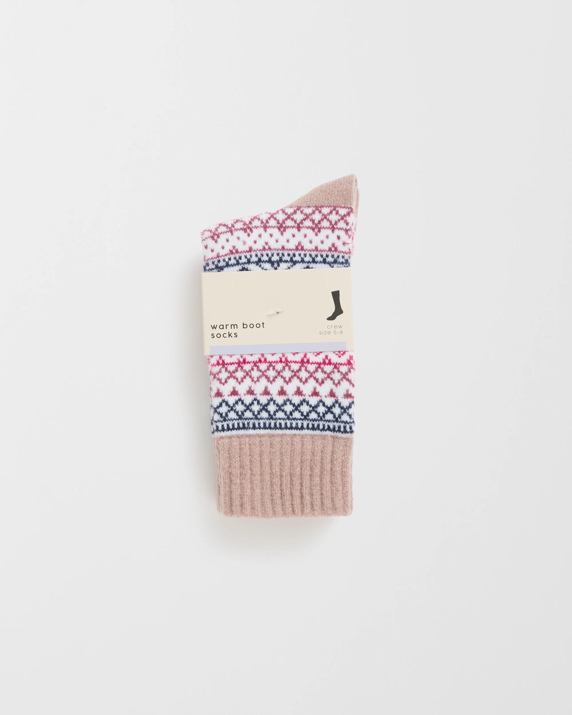 3 Target Woman Extra Warm Crew Nordic Boot Socks BROWN, 3 of 3