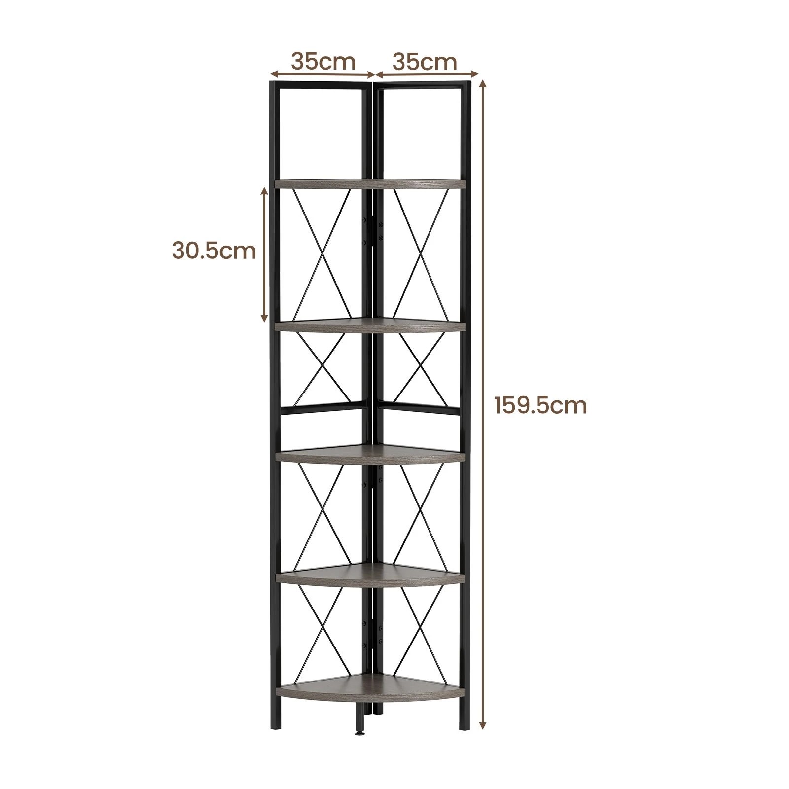 4 Costway 5-Tier Corner Shelf Steel Frame Storage Rack Home Office Display Shelf Plant Stand, 4 of 4