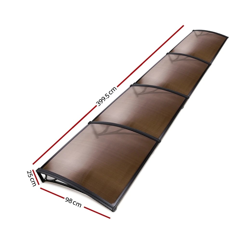 2 Instahut Window Awning Door Canopy 1m x 4m Brown Sheet  Plastic - Multi, 2 of 7